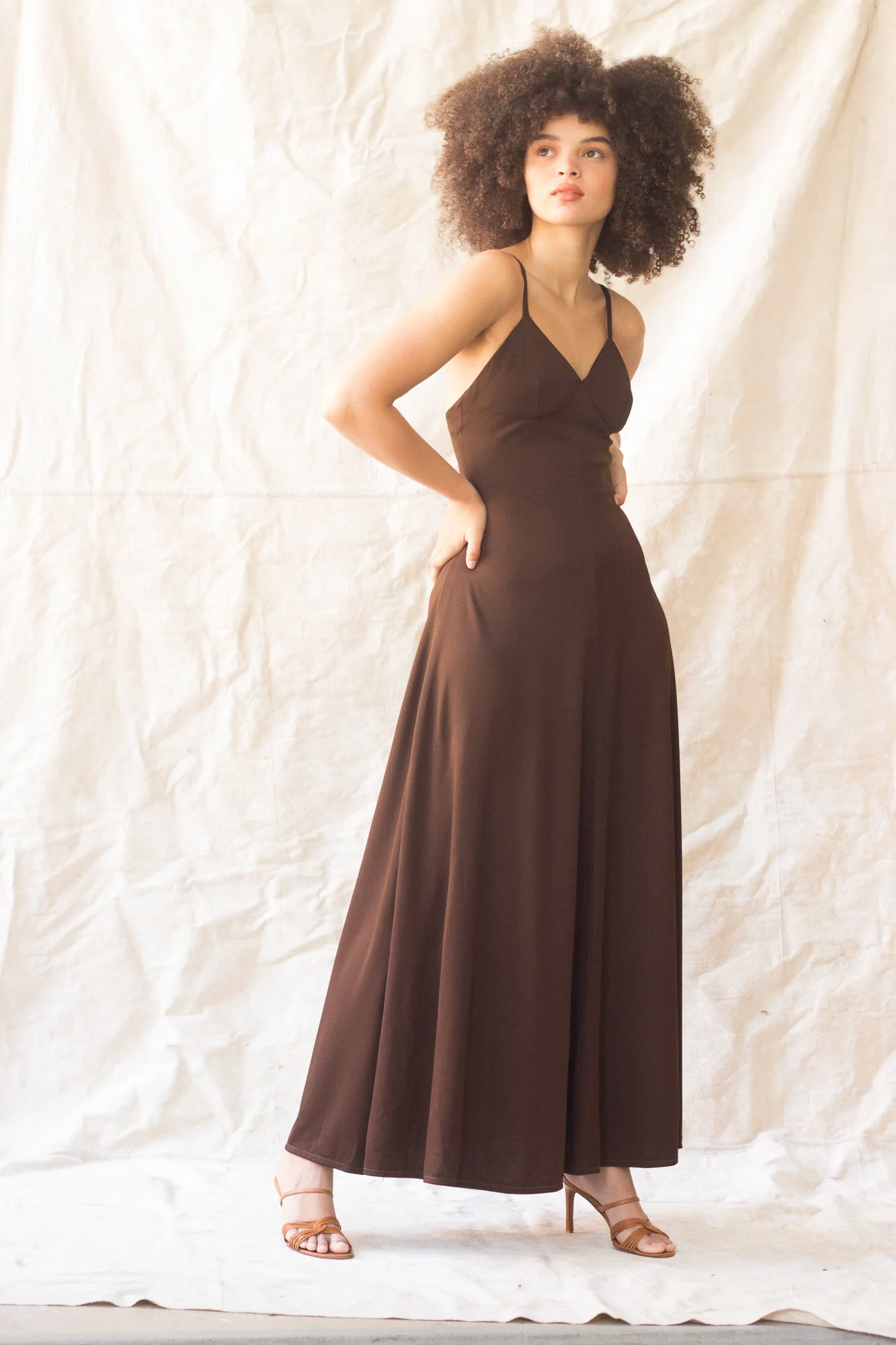 1970s Chocolate Jersey Slip Dress Wayward Collection 1970s Chocolate Jersey Slip Dress Wayward Collection