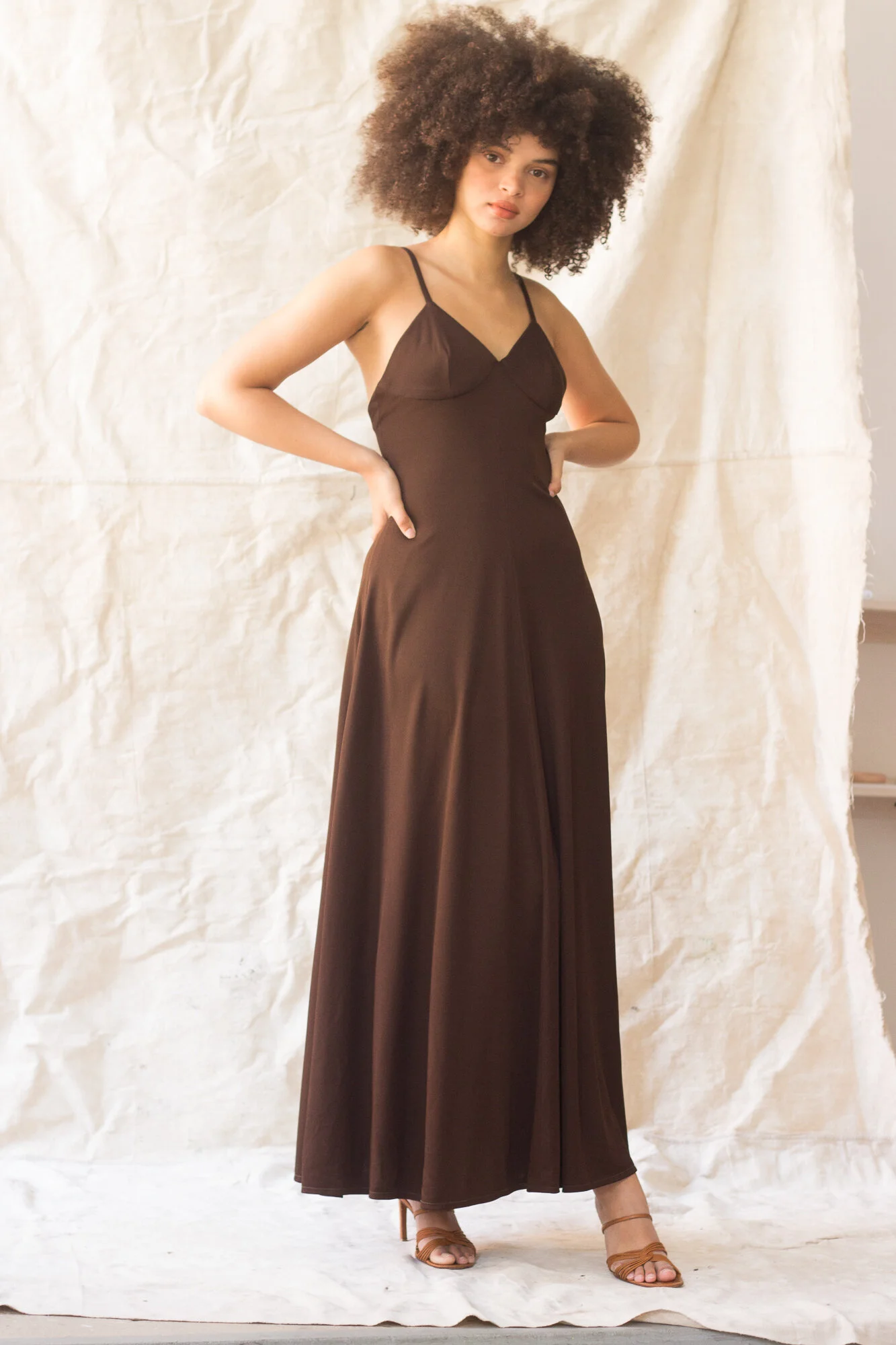1970s Chocolate Jersey Slip Dress Wayward Collection 1970s Chocolate Jersey Slip Dress Wayward Collection