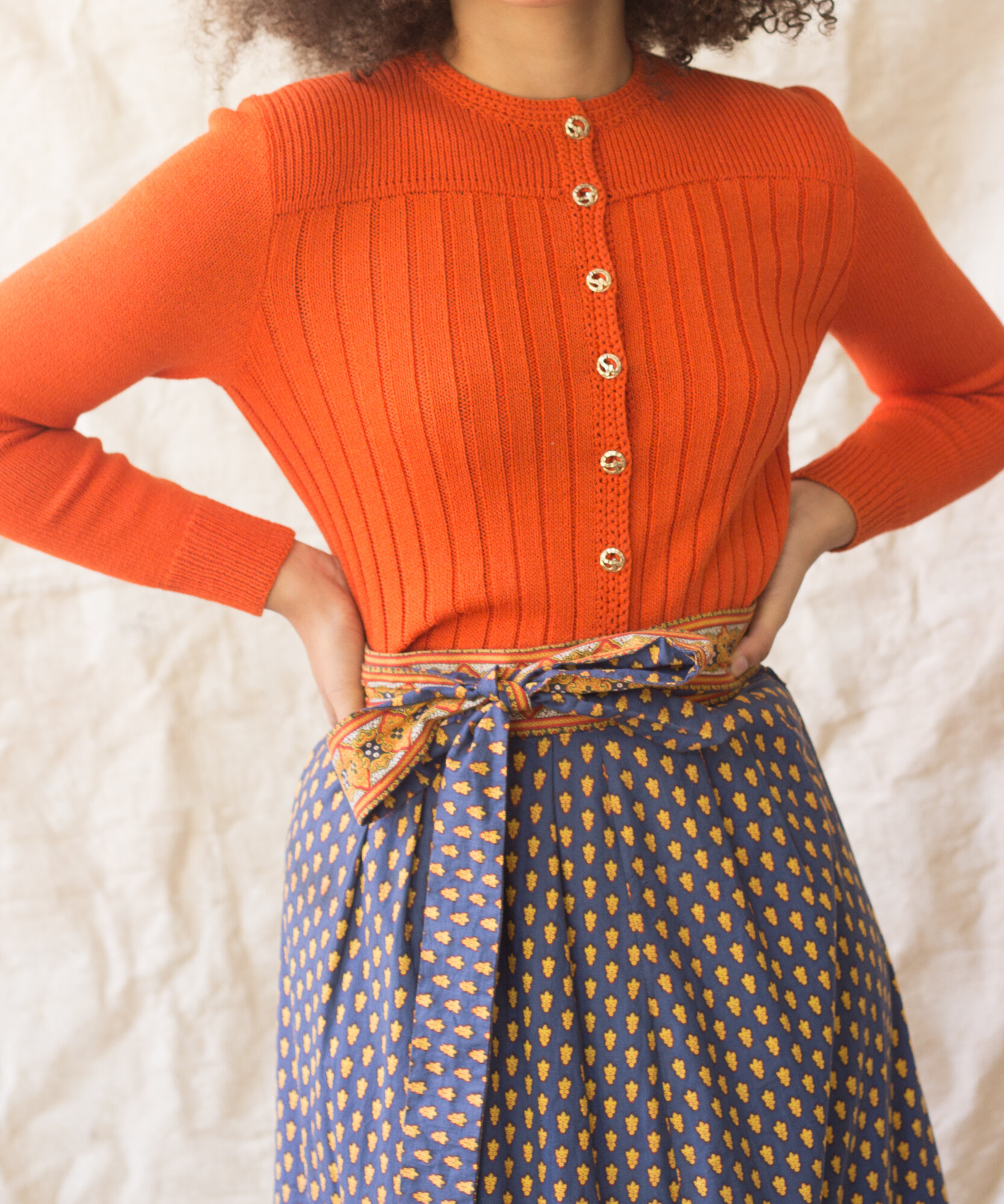1970s Charles Demery Souleiado Quilted Cotton Wrap Skirt