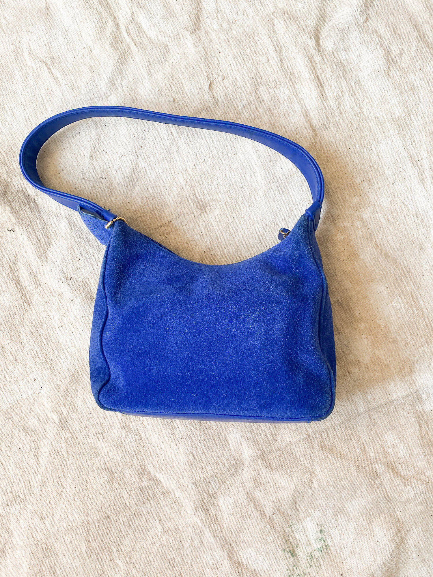 1990s Yves Klein Blue Suede Shoulder Bag