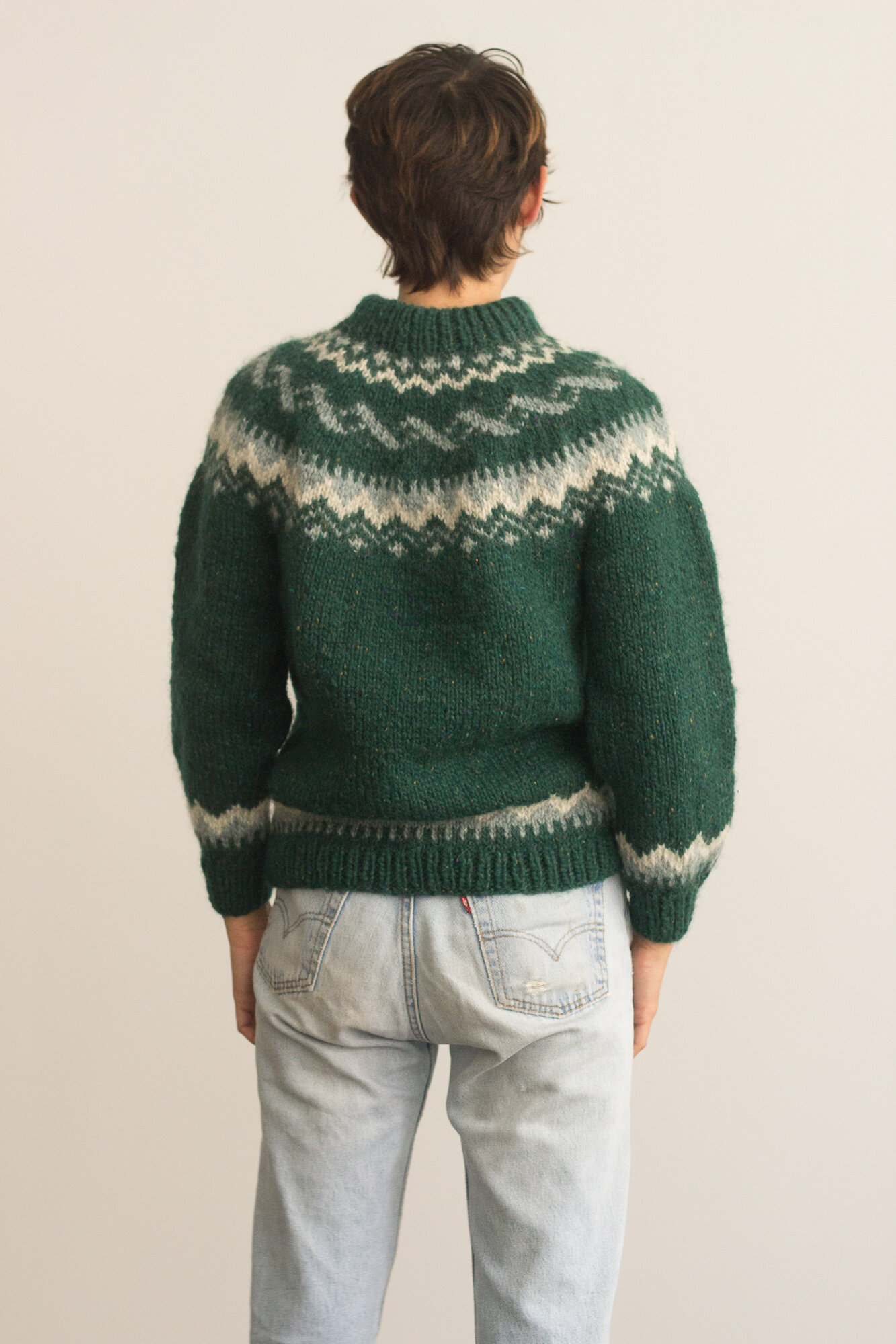 1970s Green Wool Fairisle Pullover