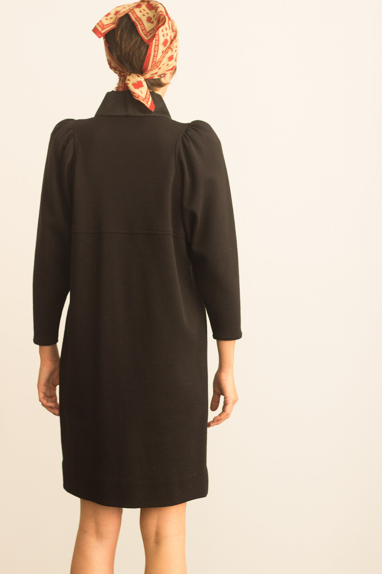 1970s Geoffrey Been Puff Sleeve Wool Knit Dress