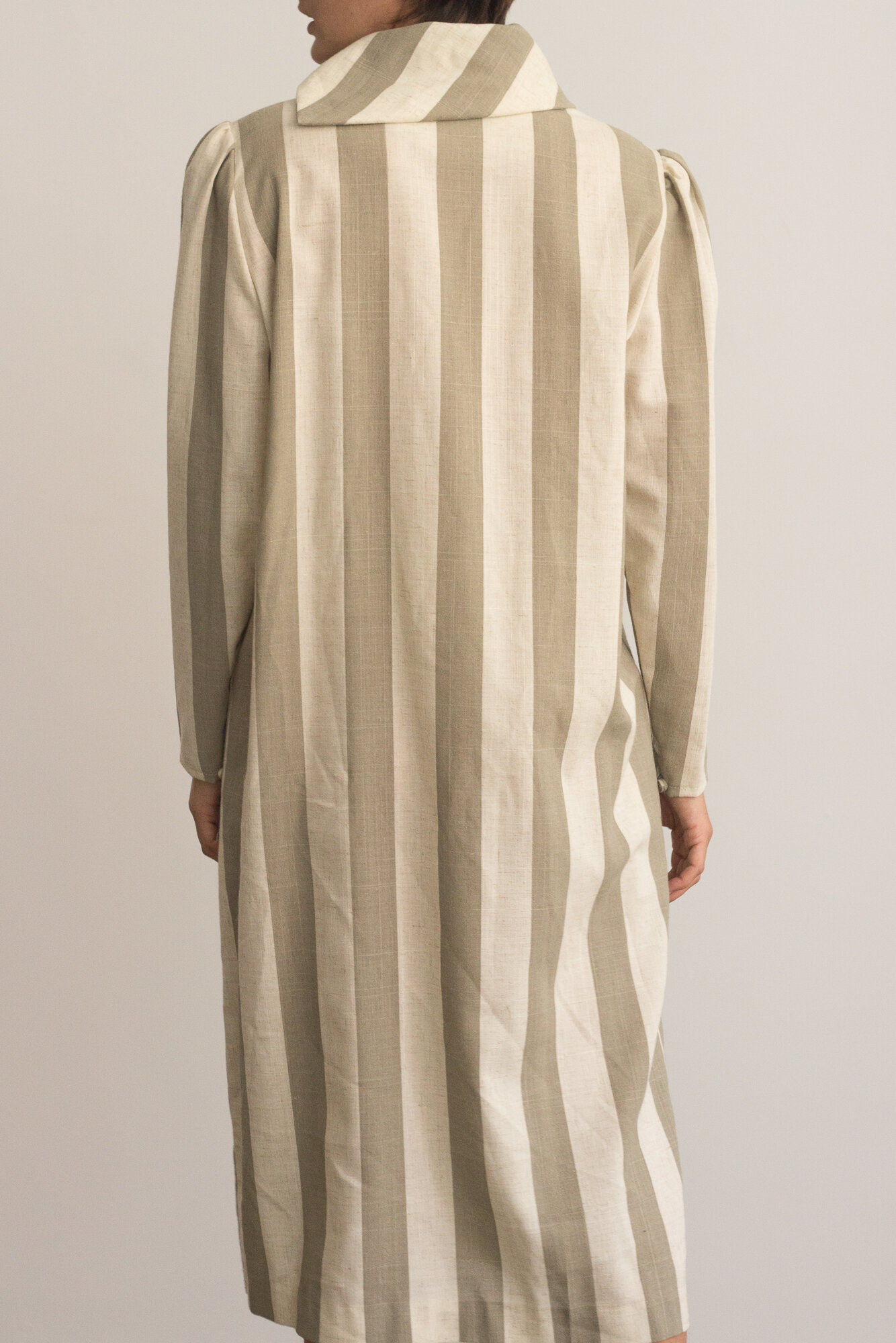 1970s Striped Cowl Neck Smock Dress