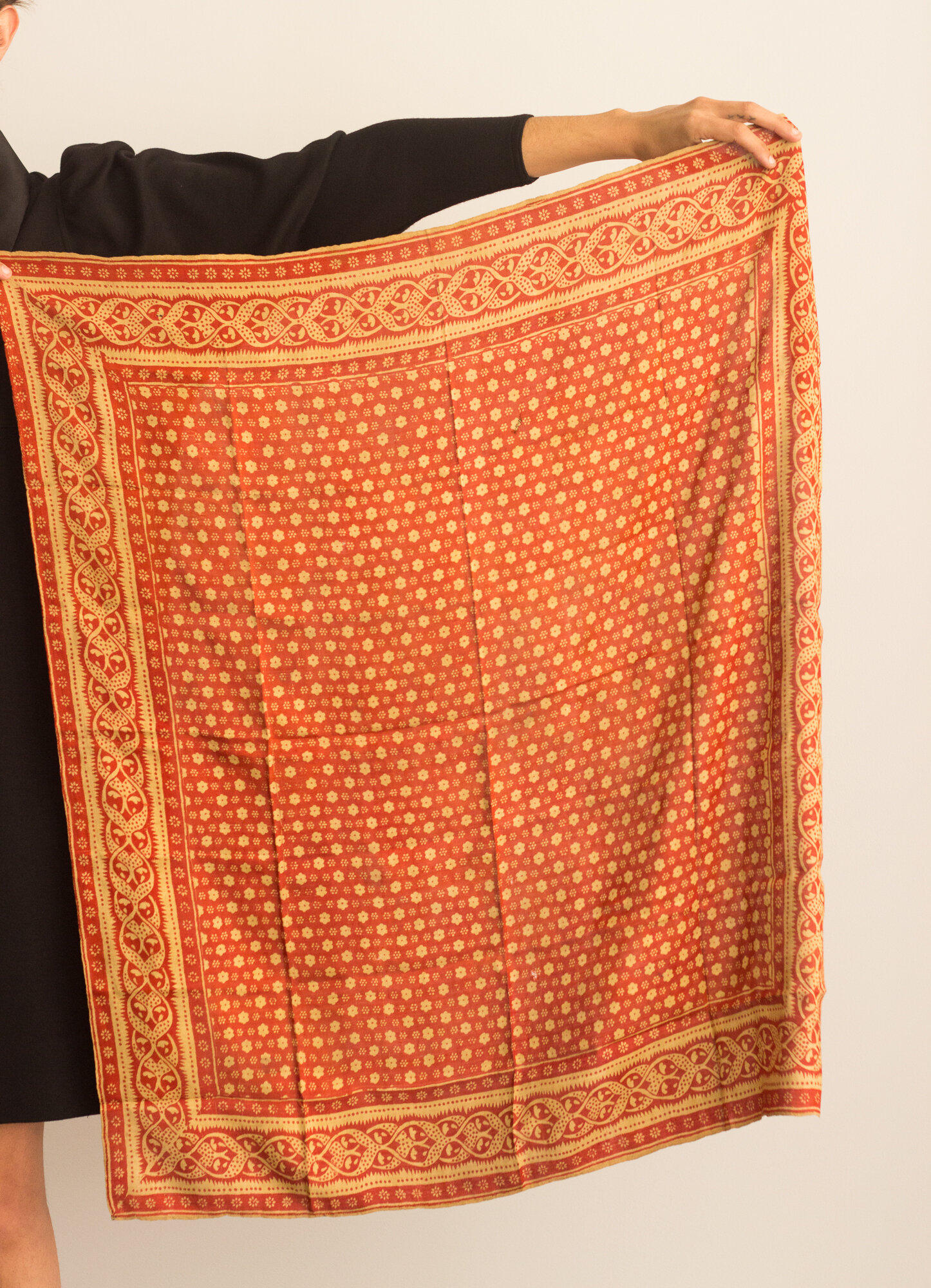 1800s Red Cotton Bandana - Stars