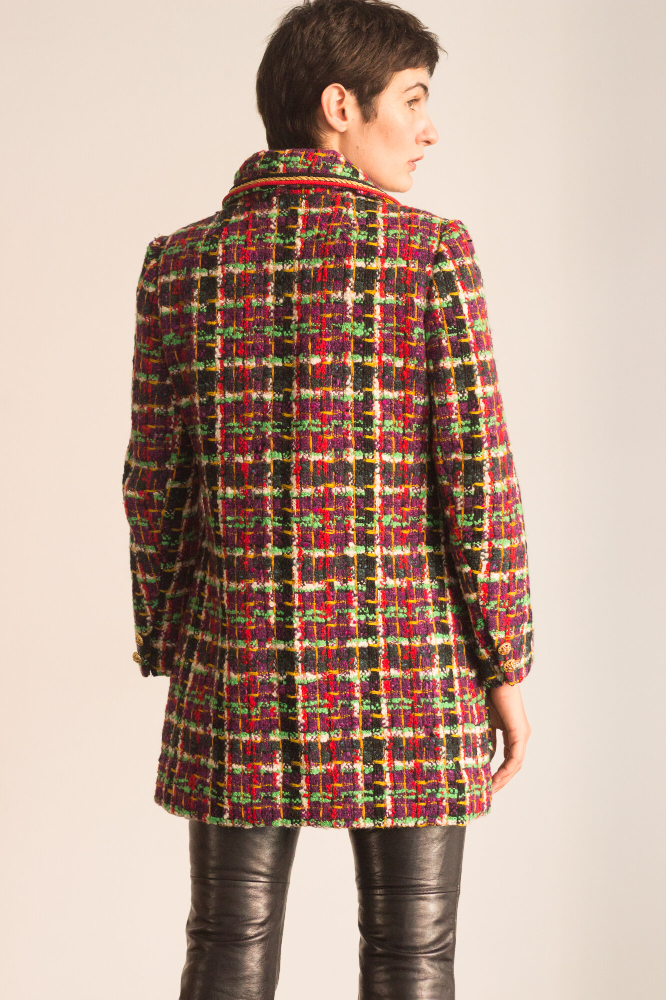 1980s Colorful Wool Tweed Chanel-Inspired Jacket