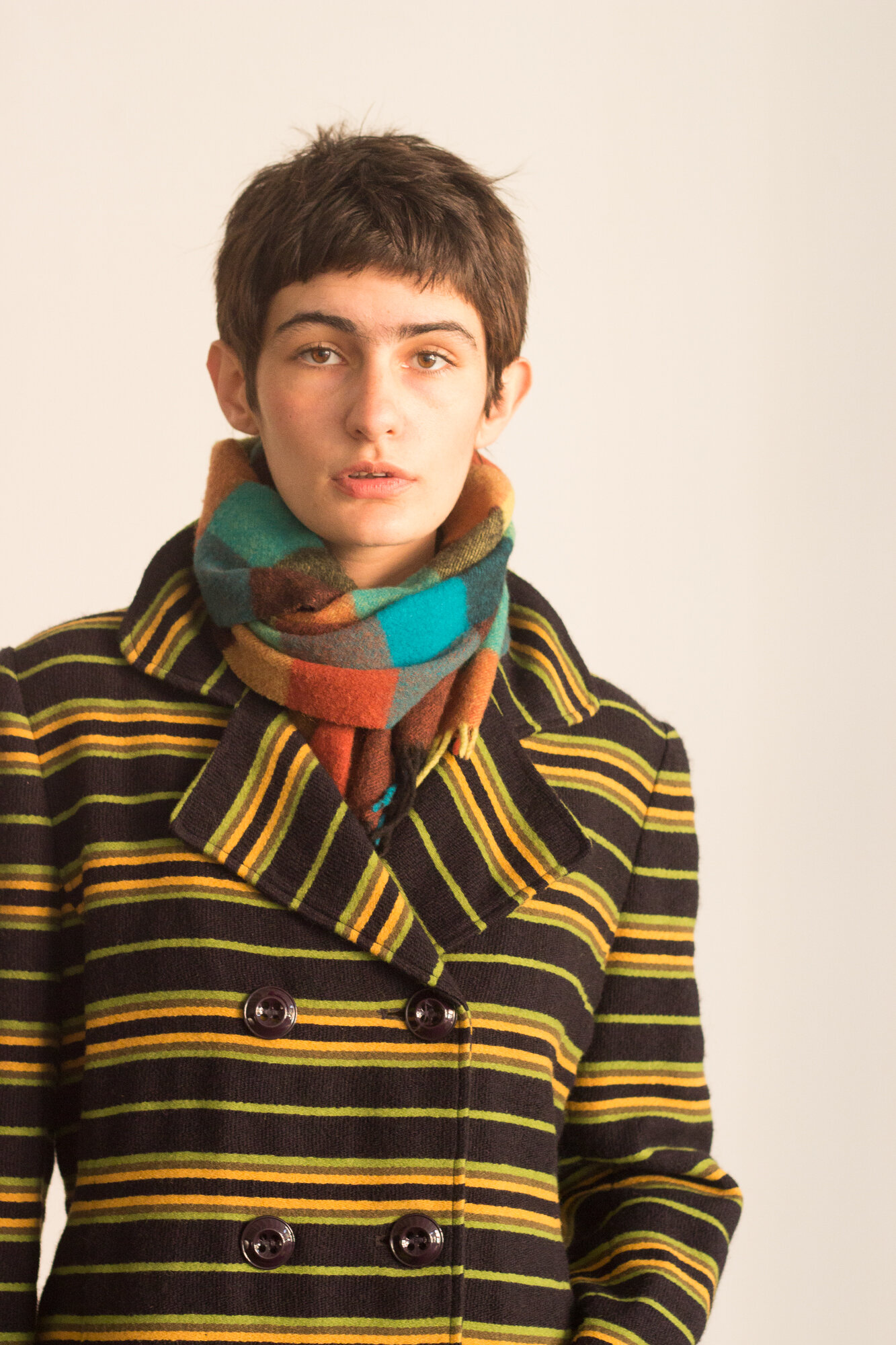 1990s Madras Print Cashmere Scarf