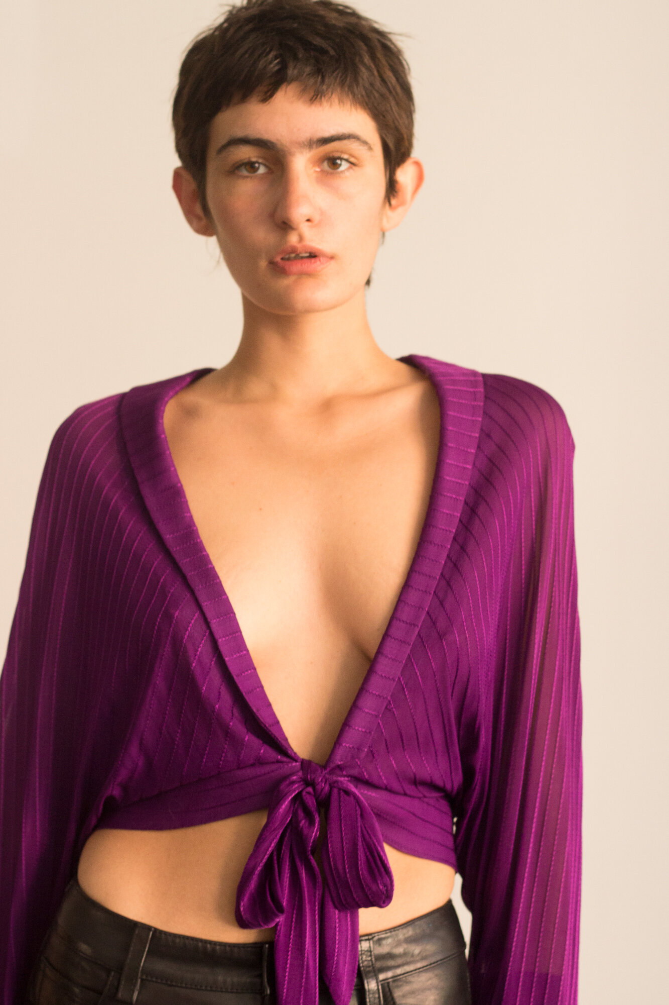1970s Byzantium Purple Jersey Disco Top