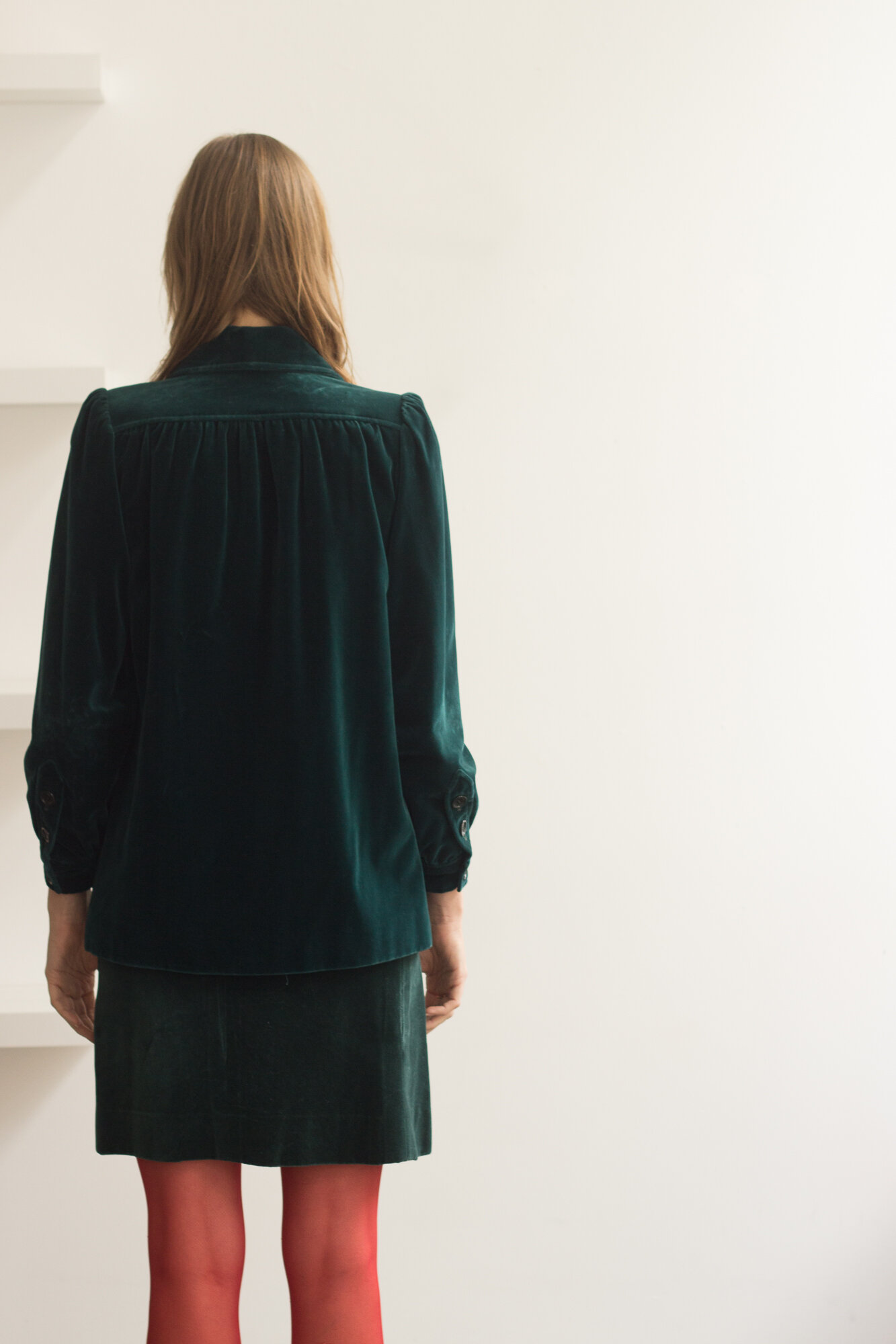 1970s Emerald Velvet Yves Saint Laurent Rive Gauche Set