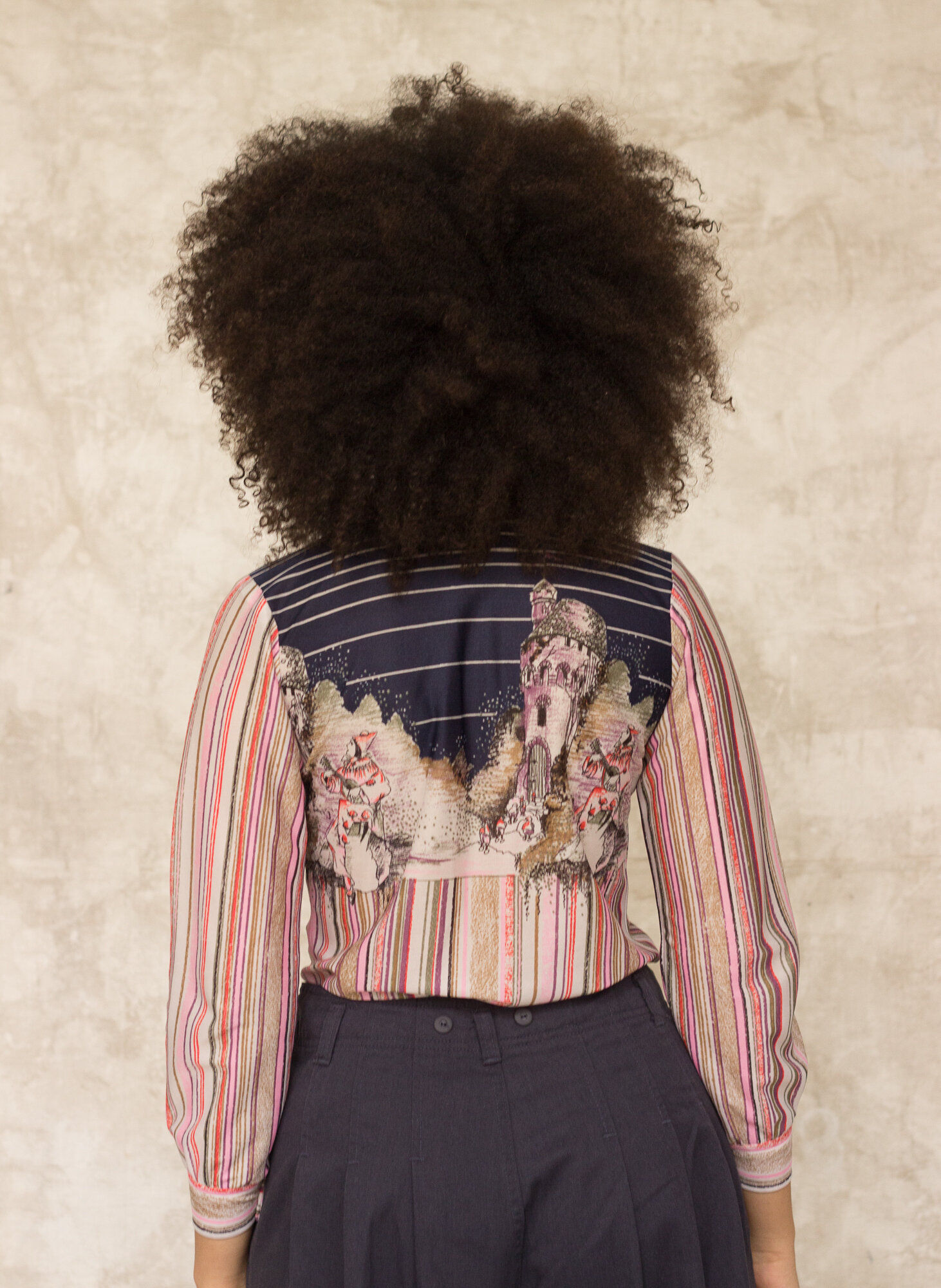 1970s Medieval Clowns and Castles Printed Shirt