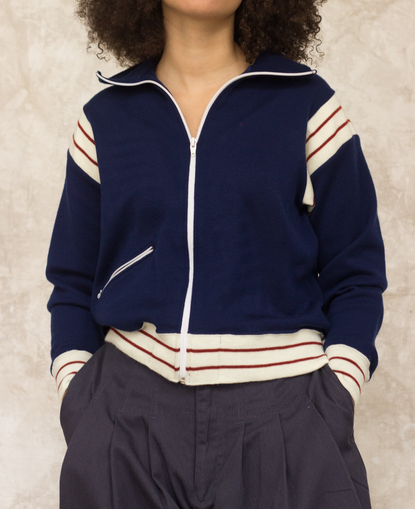 1970s Sporty Knit Track Jacket