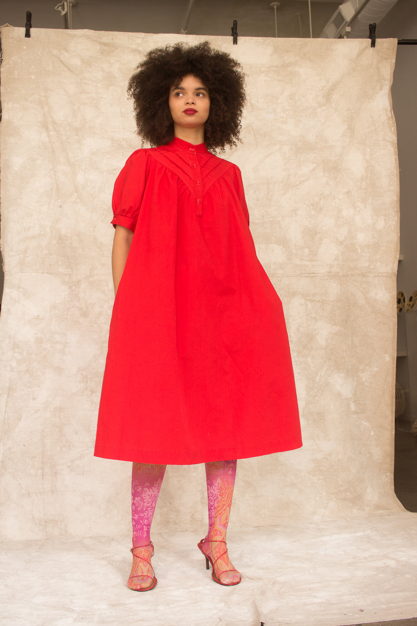 silk short dress Red silk lurex mini dress open back AMANI main image 0