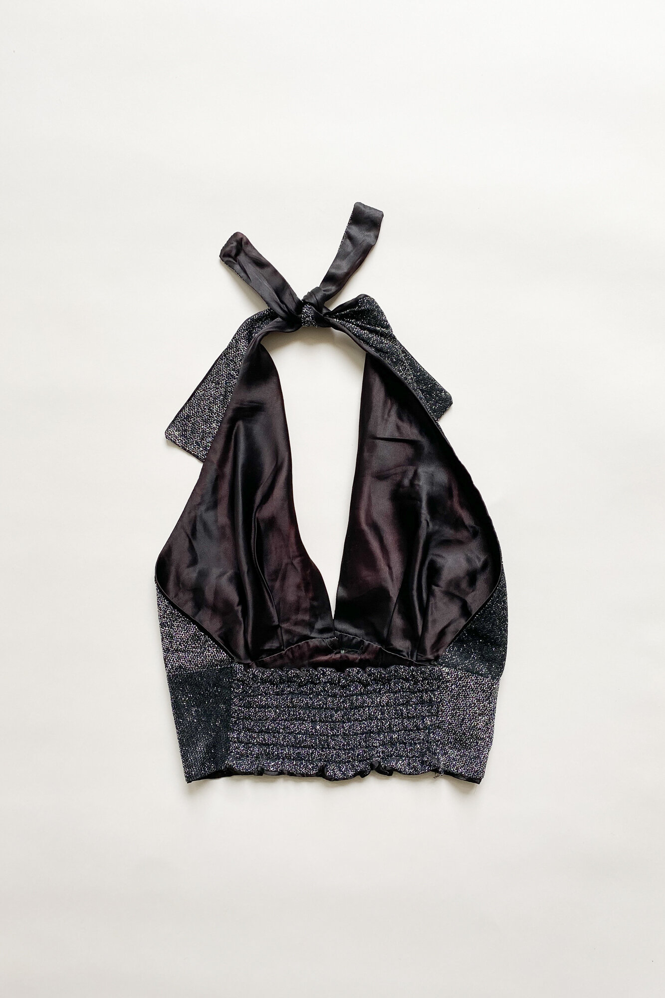 1970s Lurex and Satin Halter Top