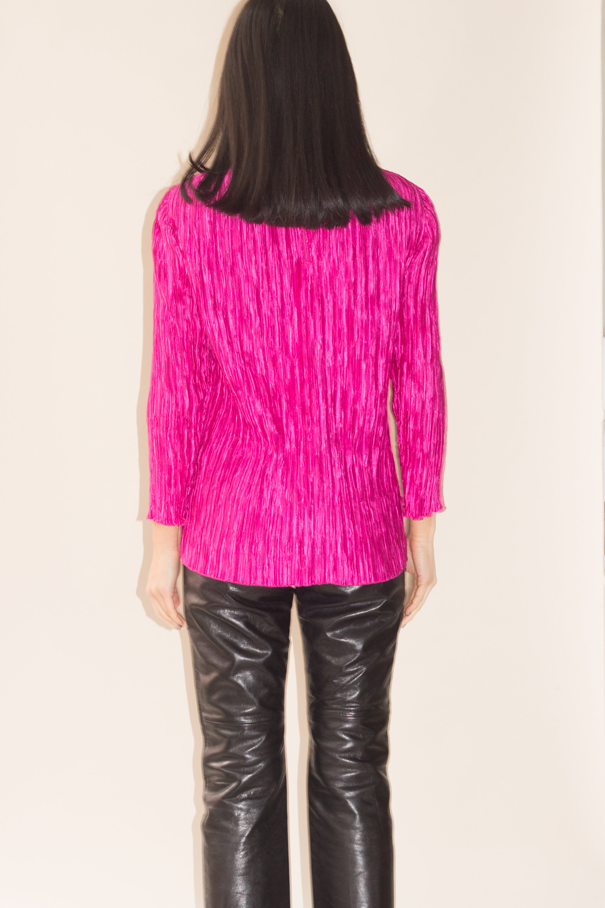 1980s Hot Pink Mary McFadden Delphos Blouse