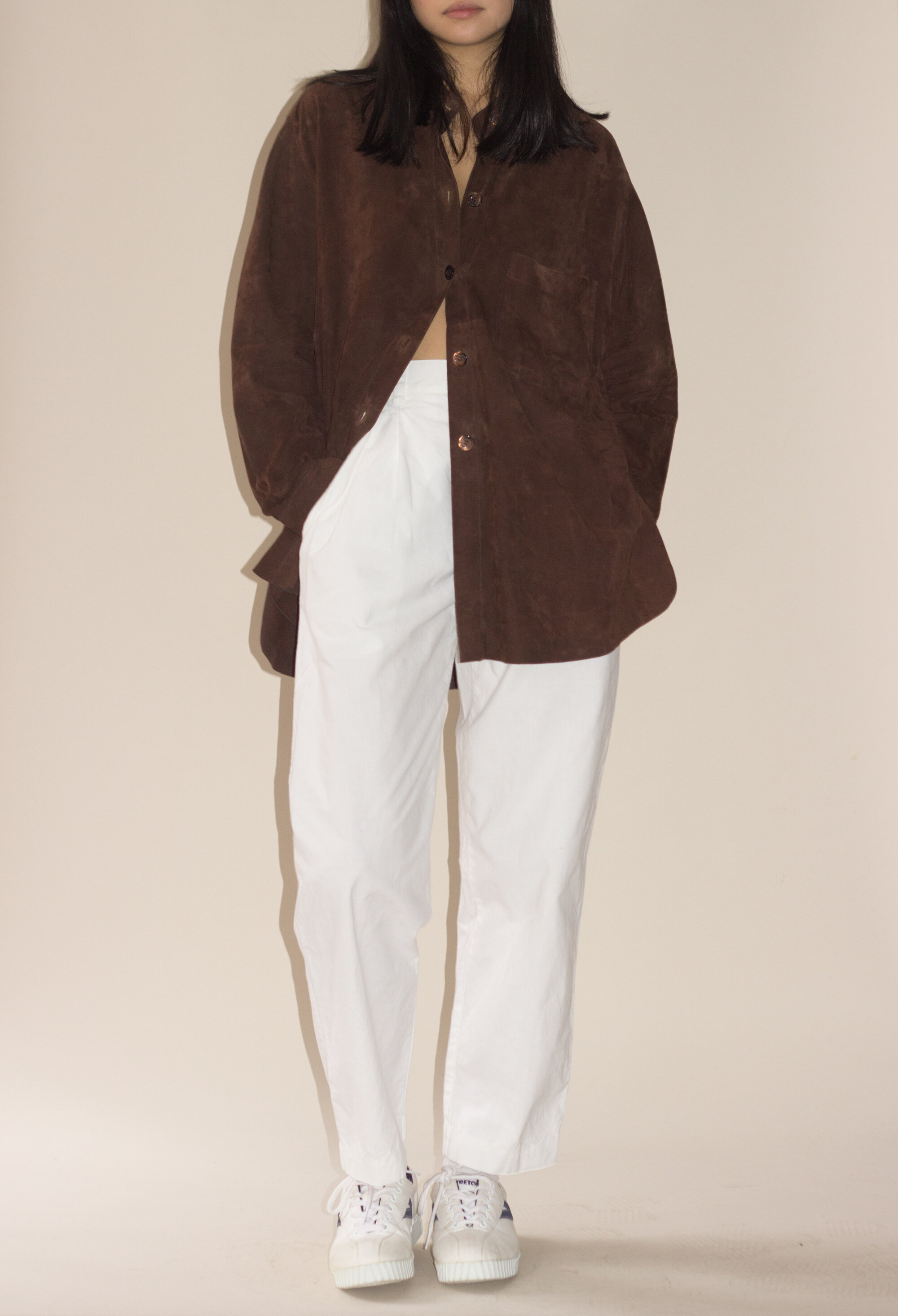 1980s Joan &amp; David Buttery Suede Oversize Shirt