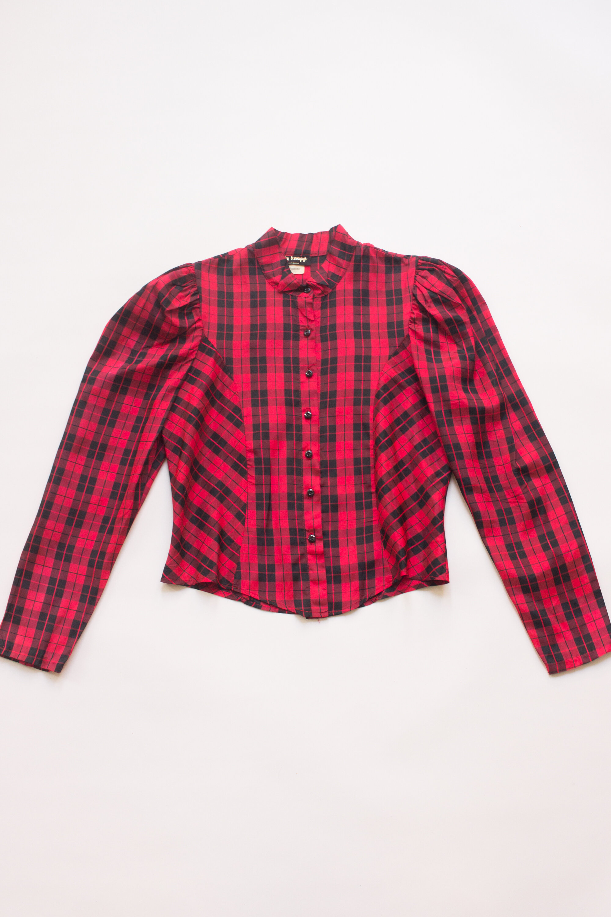 1970s Buffalo Check Taffeta Prairie Top