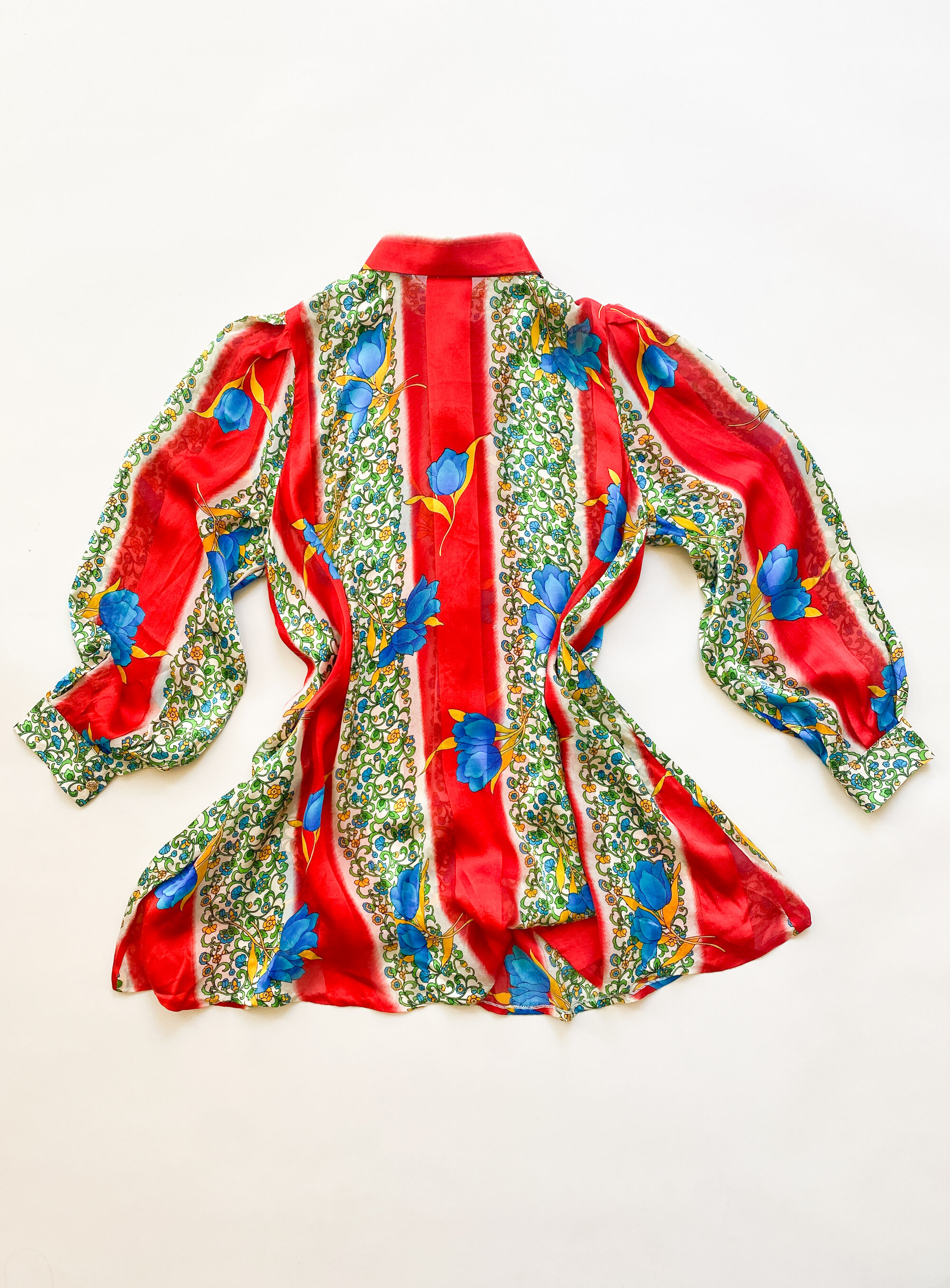 1980s Oversize Silk Scarf Print Blouse