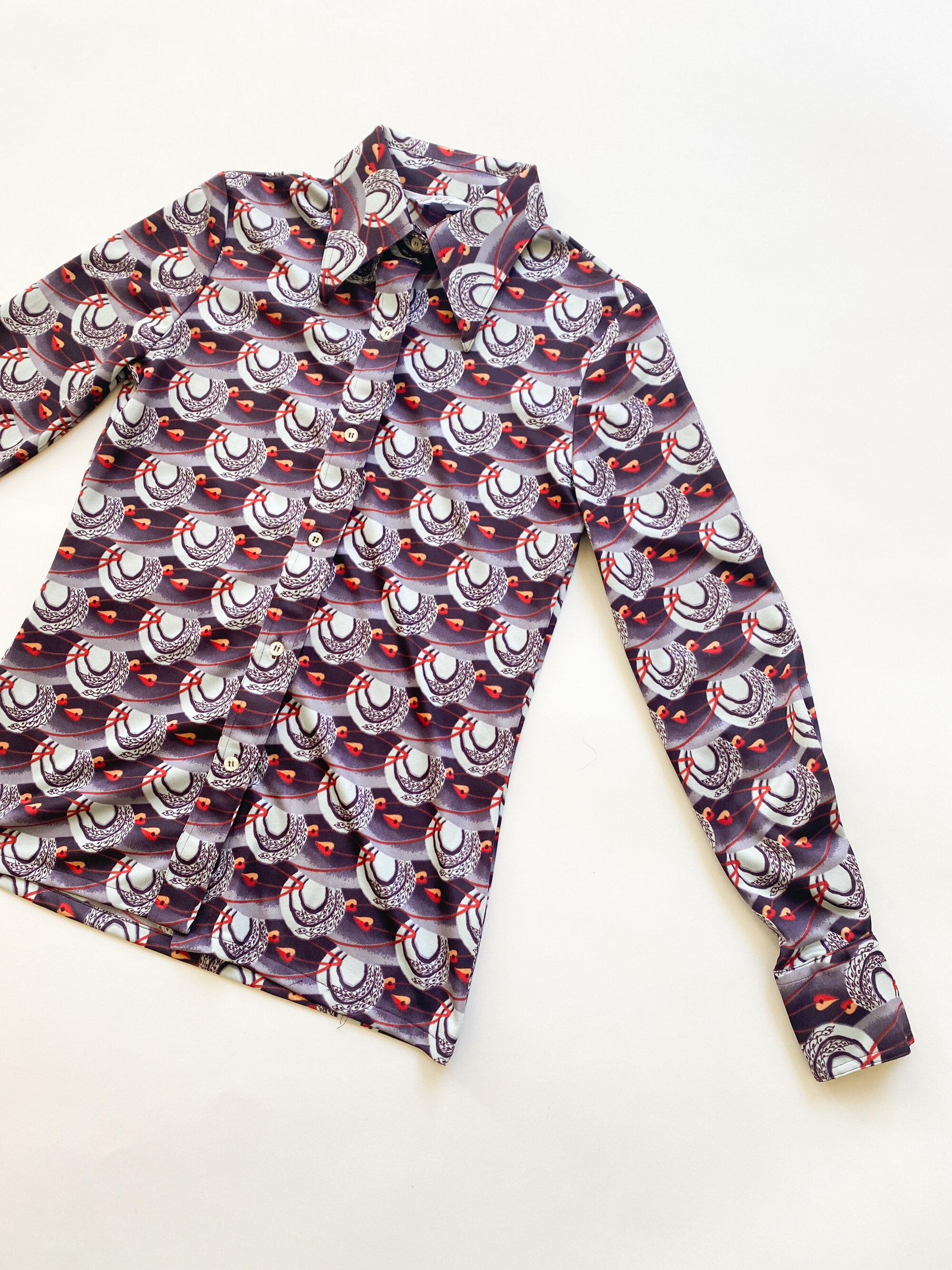 1970s Art Deco Motif Skinny Shirt