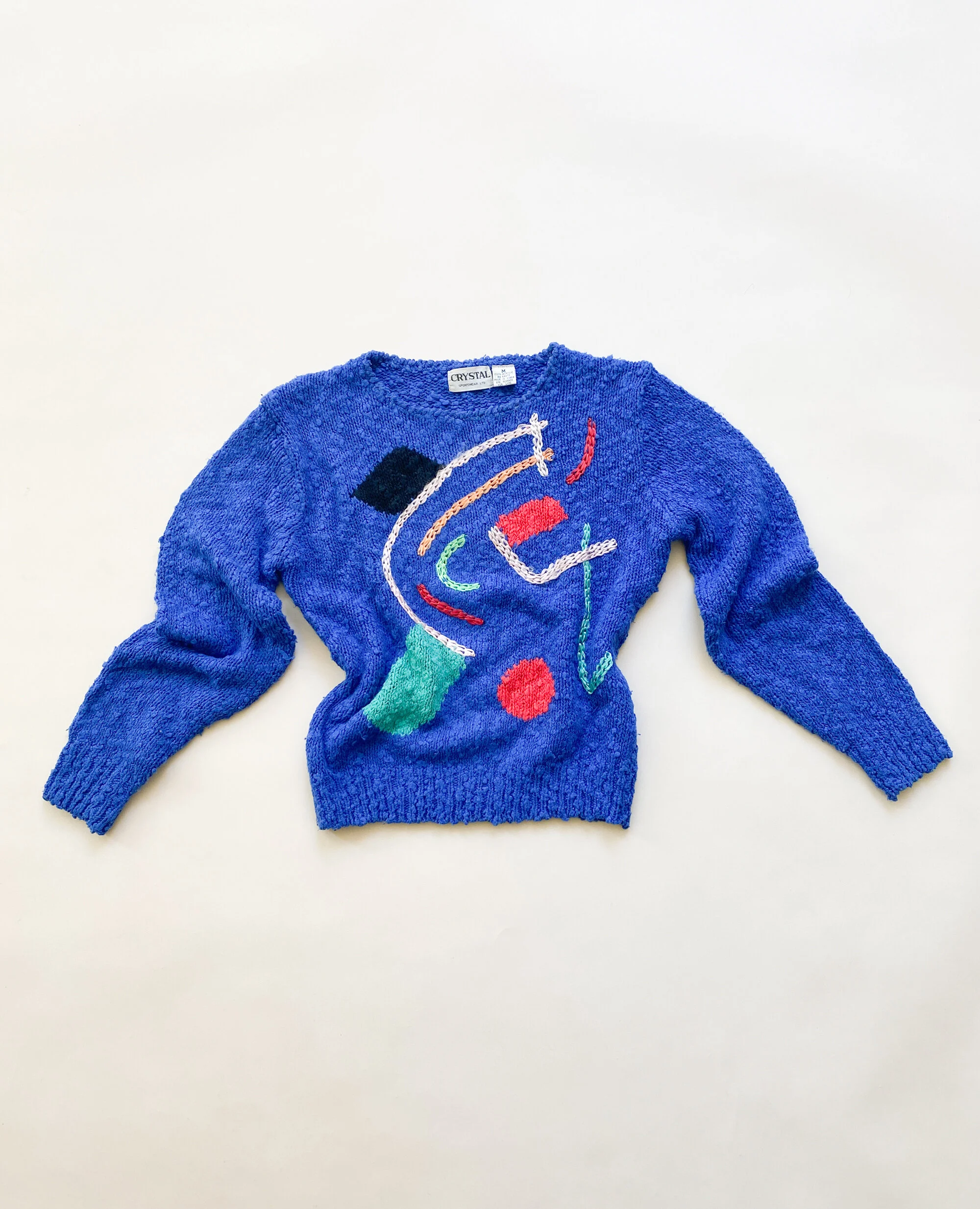 1980s Bouclé Abstract Art Sweater