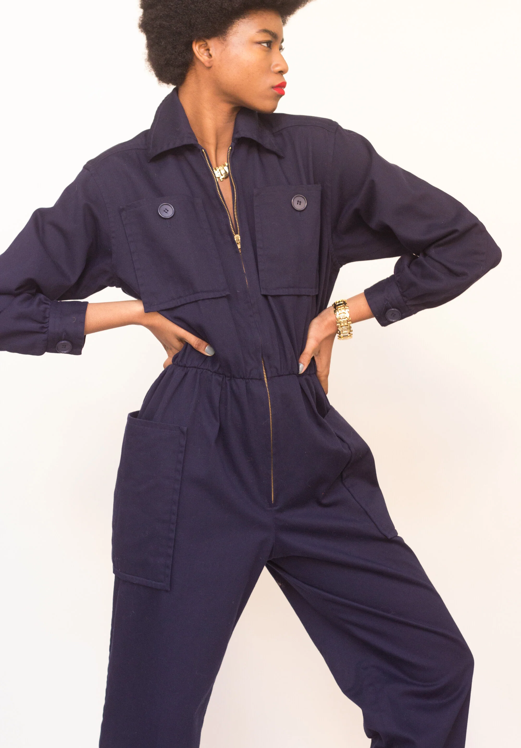 Early 1980s YSL Cotton Zip Up Jumpsuit — Wayward Collection