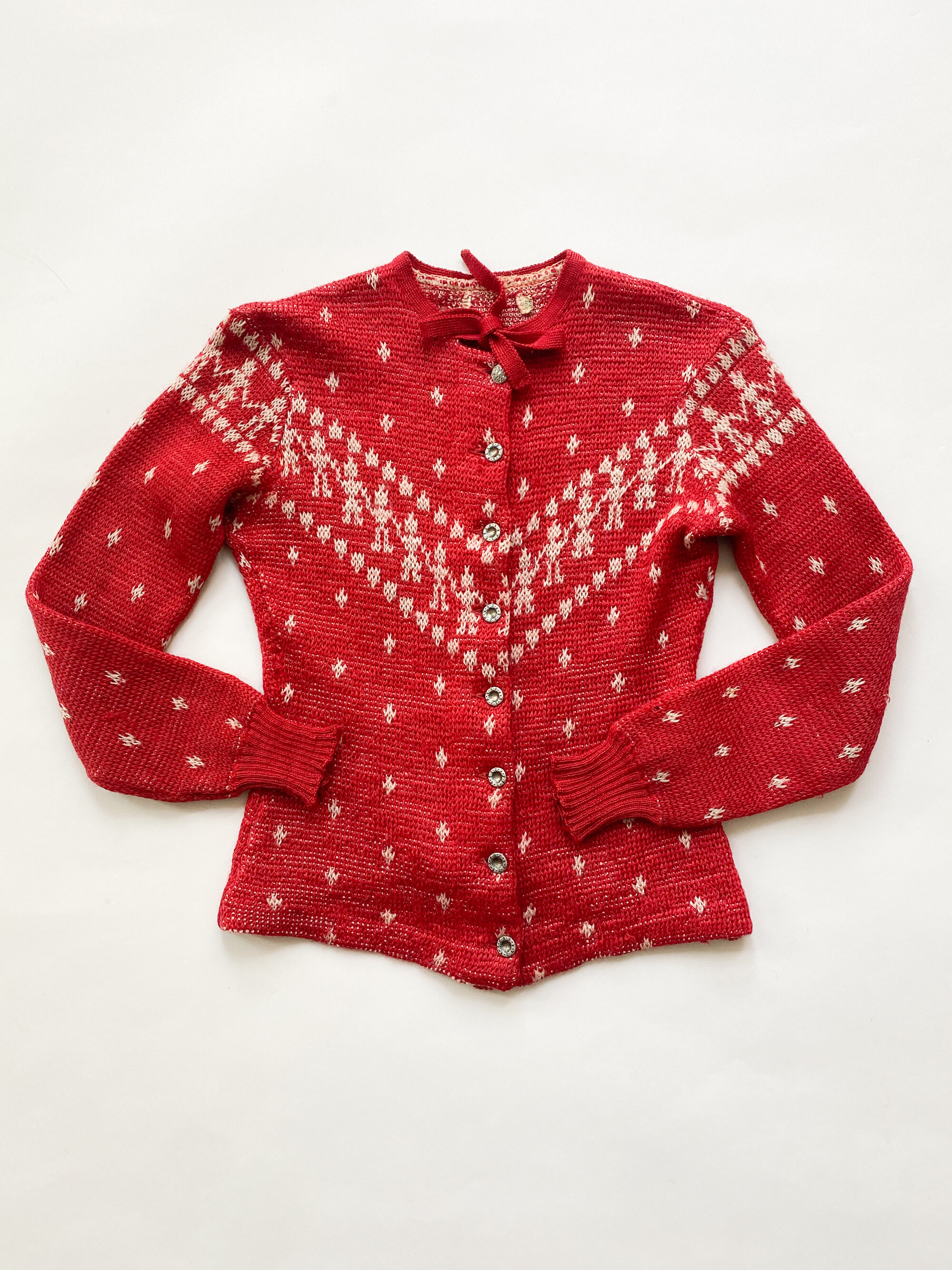 1930s Austrian Ski Sweater with Tie Collar