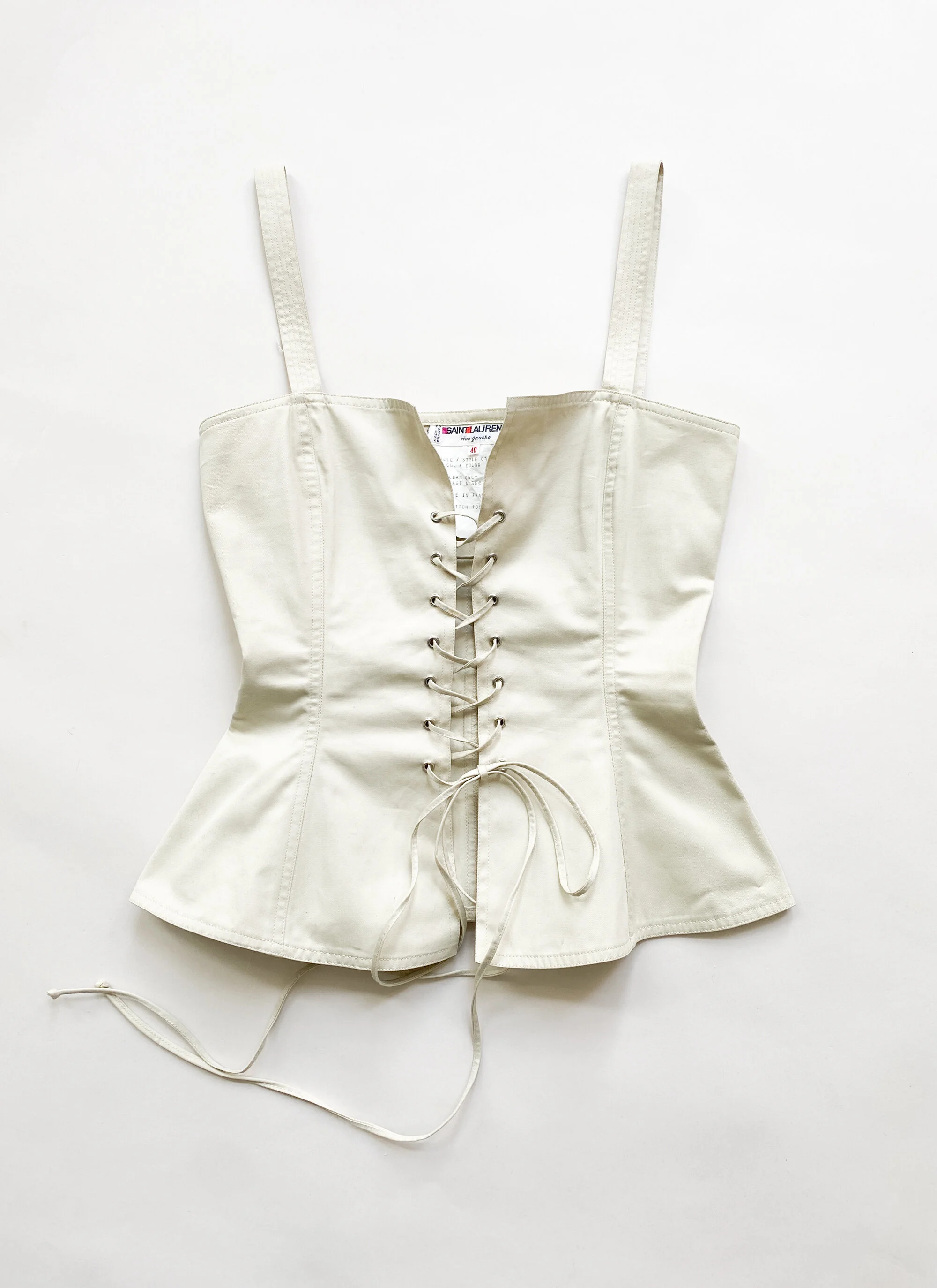 1977 Yves Saint Laurent Khaki Cotton Bustier — Wayward Collection