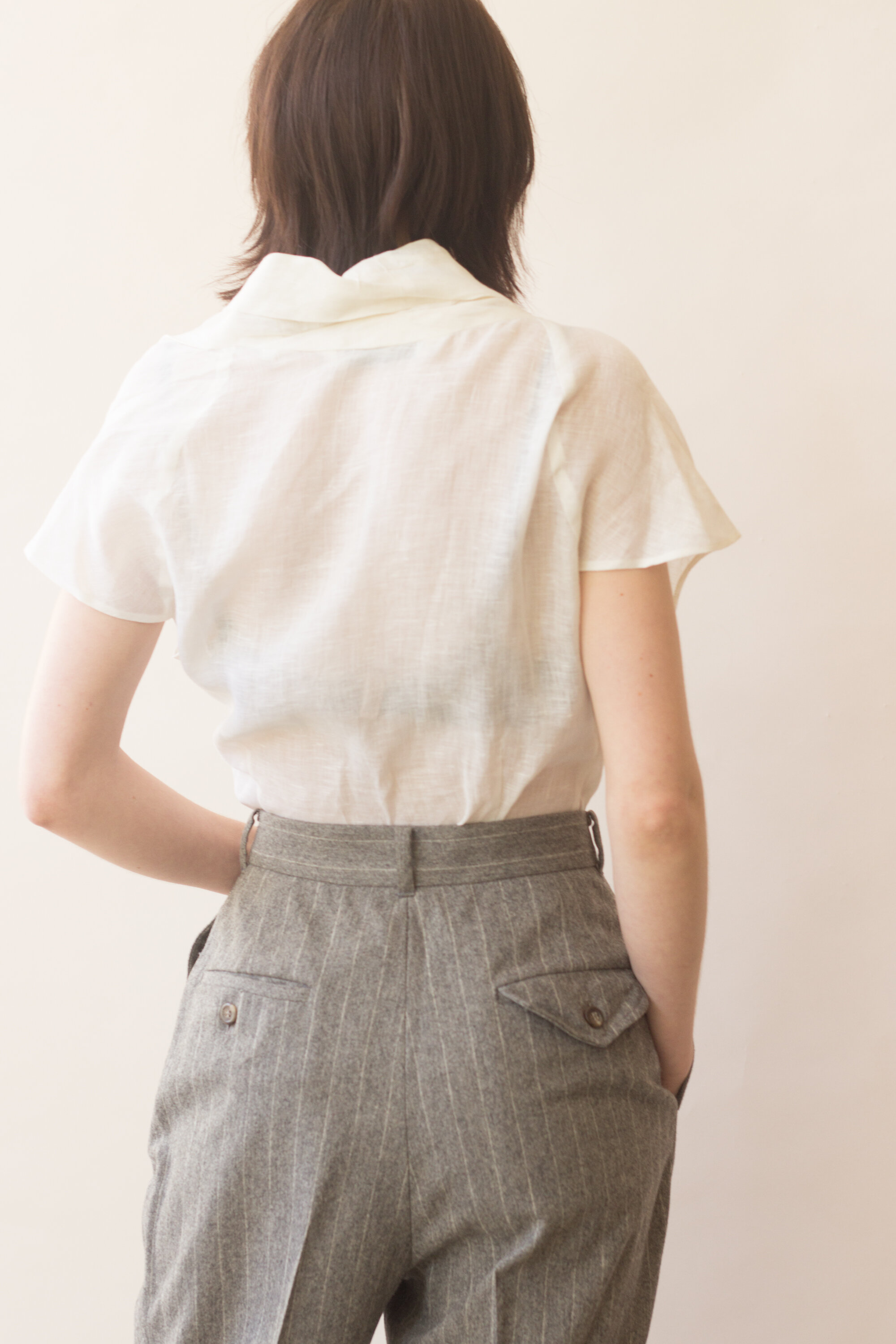 1980s Barbara Bui Sheer Linen Wrap Top