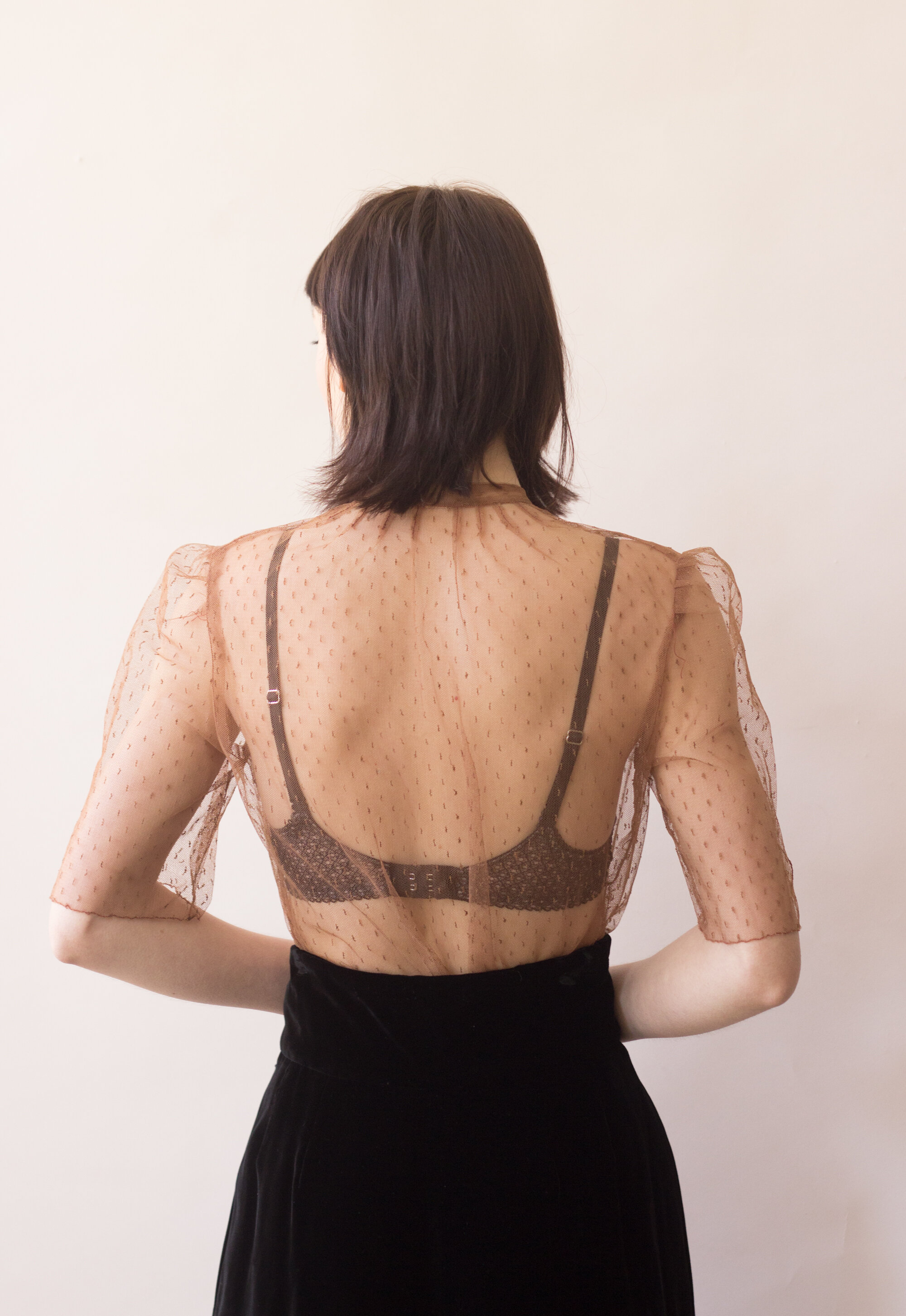 1980s Caramel Net Blouse