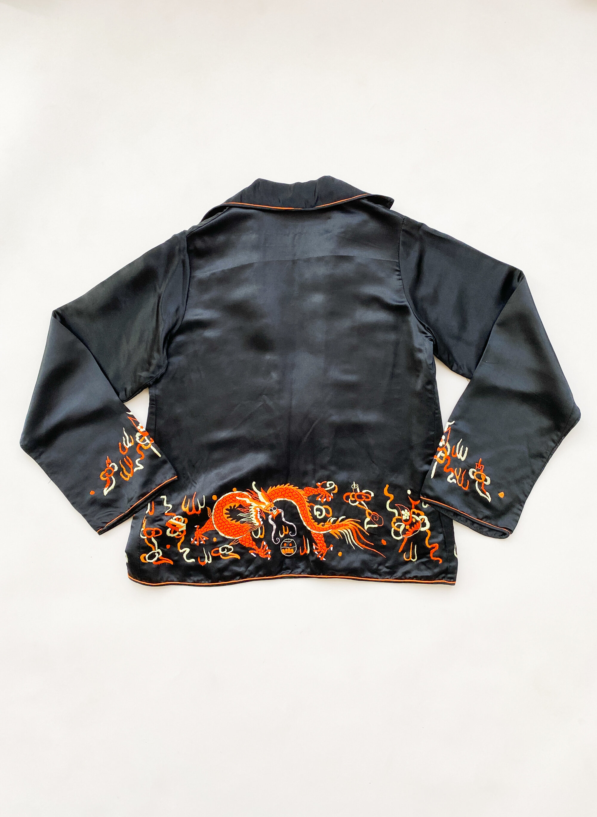 1940s Silk Embroidered Souvenir Pajama Top and Jacket
