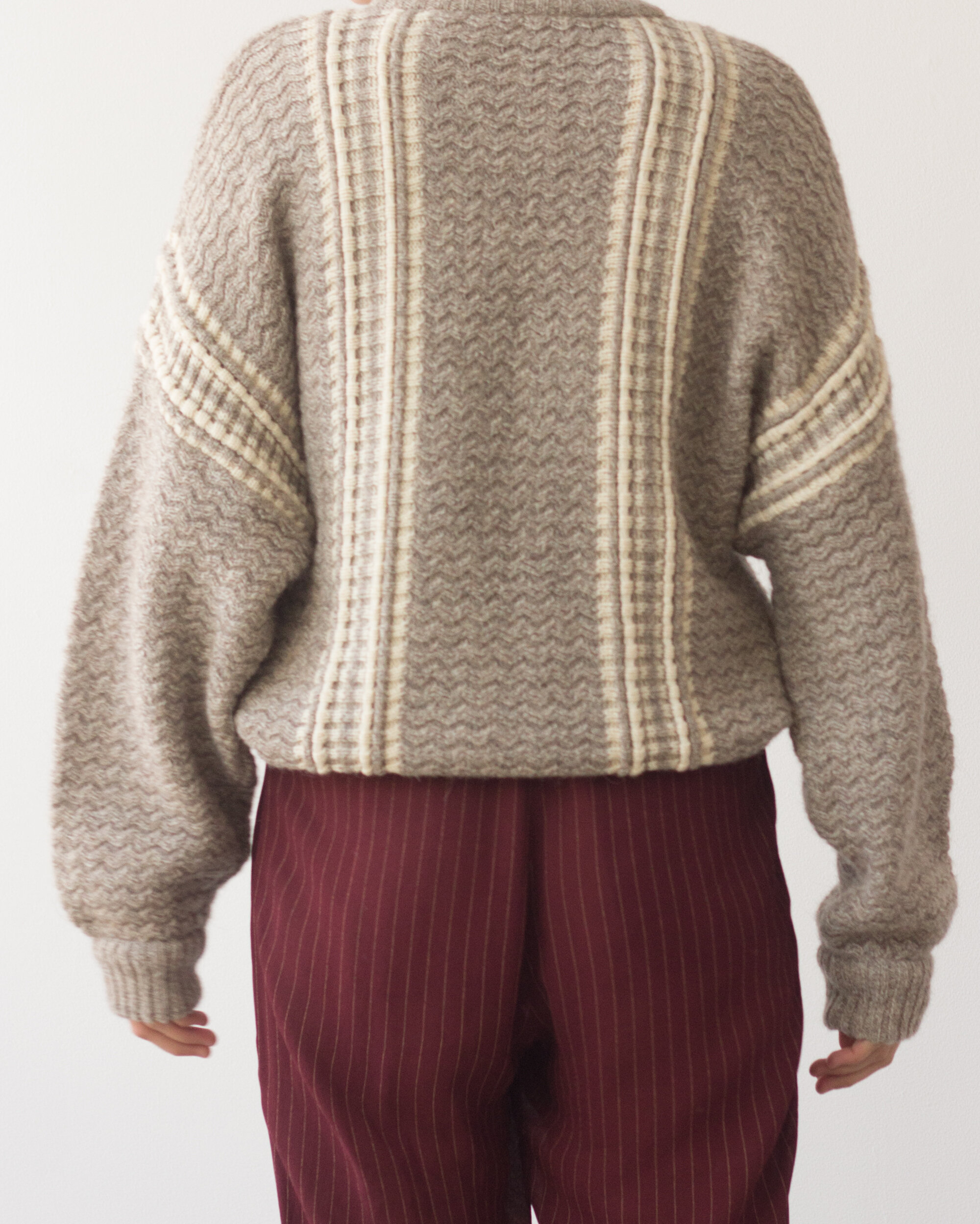 1980s Italian Wool Sporty Zippered Pocket Sweater