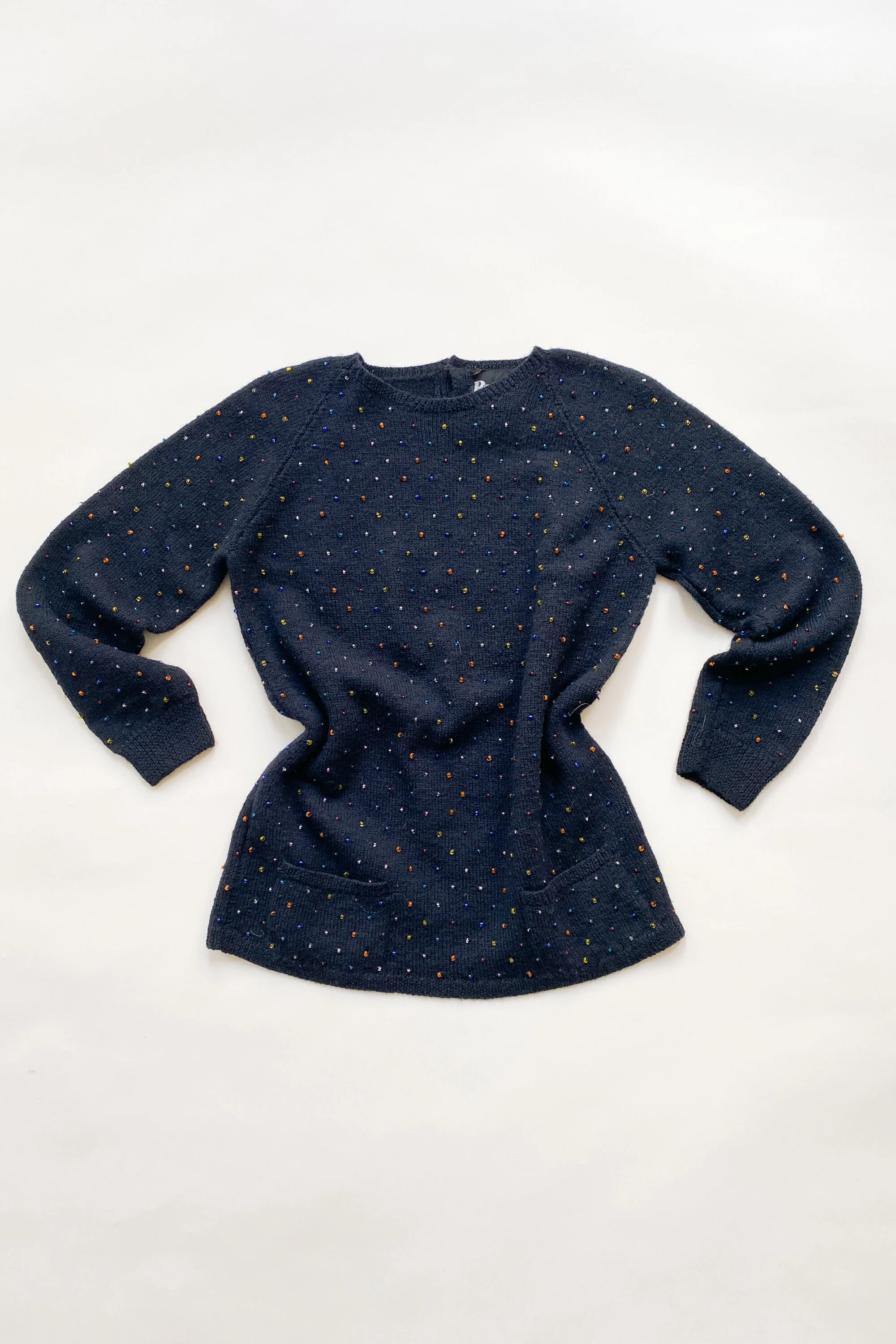 1970s Roccoco English Beaded Sweater