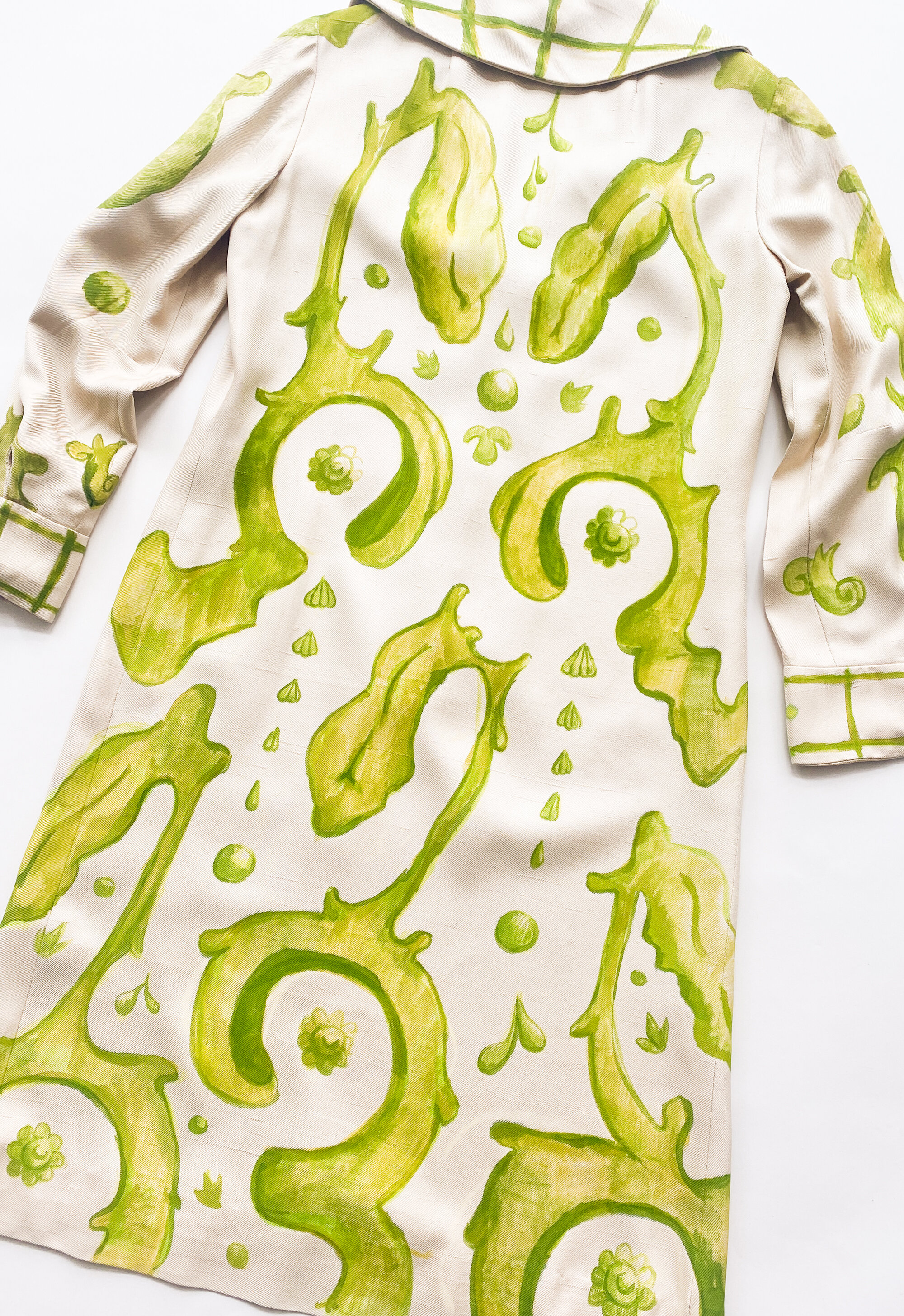 Wayward x Cuttalossa Hand-Painted 1960s Cream Silk Tunic Dress