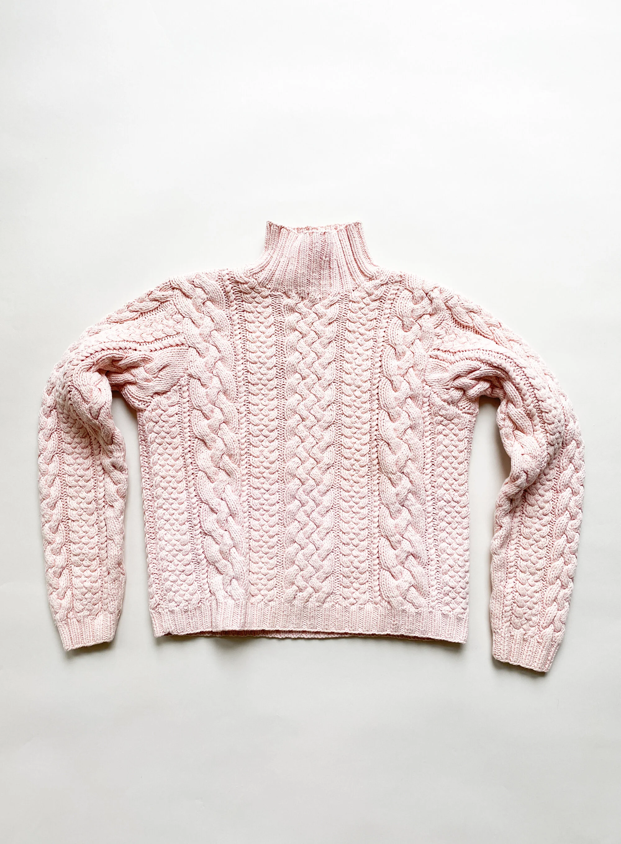 1990s Crew Baby Pink Cotton Cropped Cable Knit — Wayward Collection