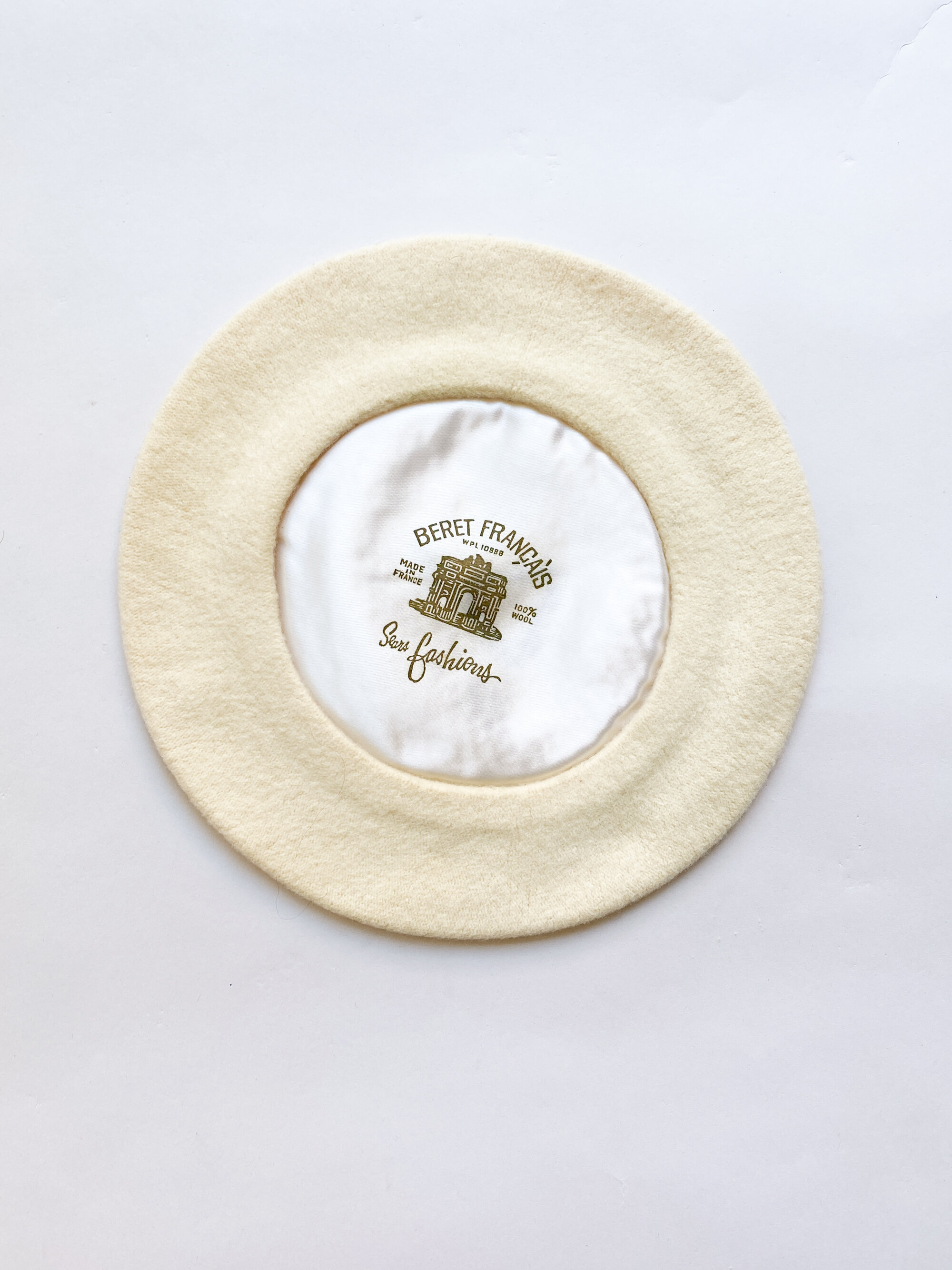 1970s Creme Wool French Beret