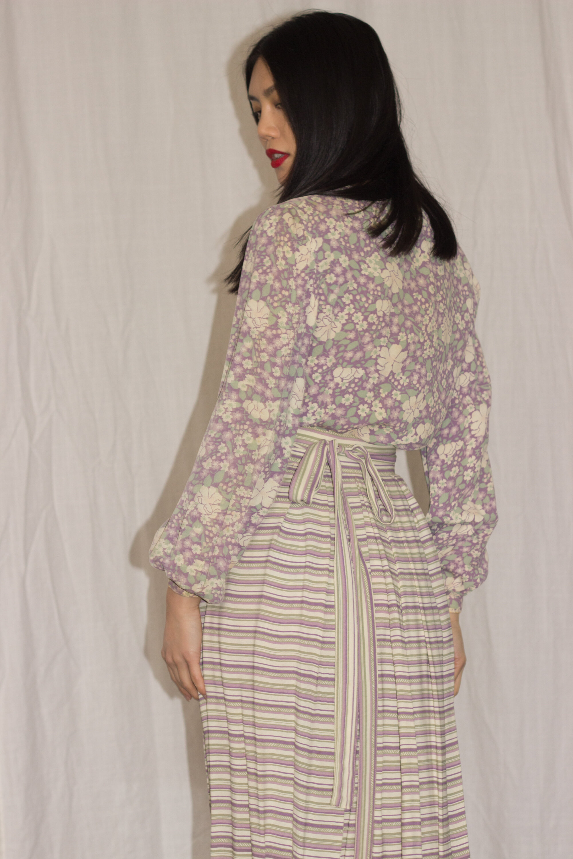 ACA 1970s Oscar de la Renta Silk Crepe Lavender Coordinating Set