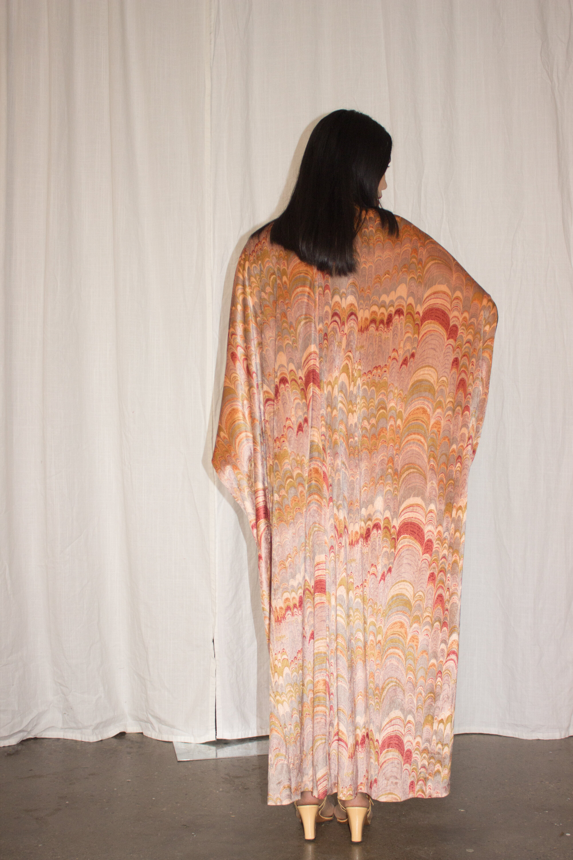 ACA 1970s Marbled Velvet Caftan