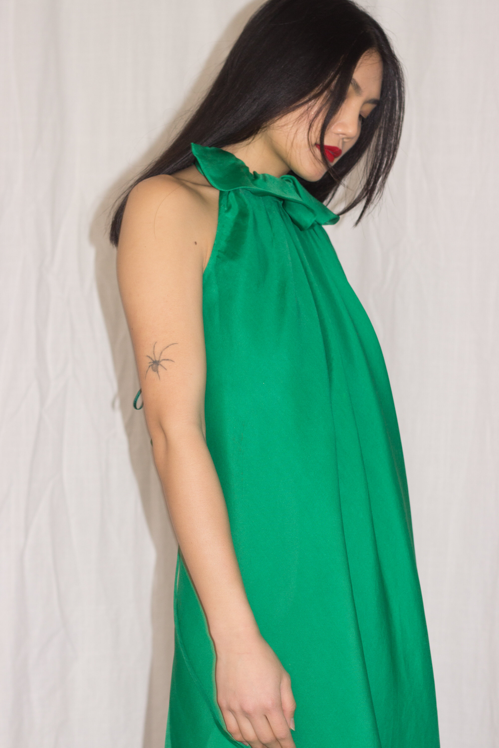 ACA 1970s Green Silk Organza Bill Blass Gown