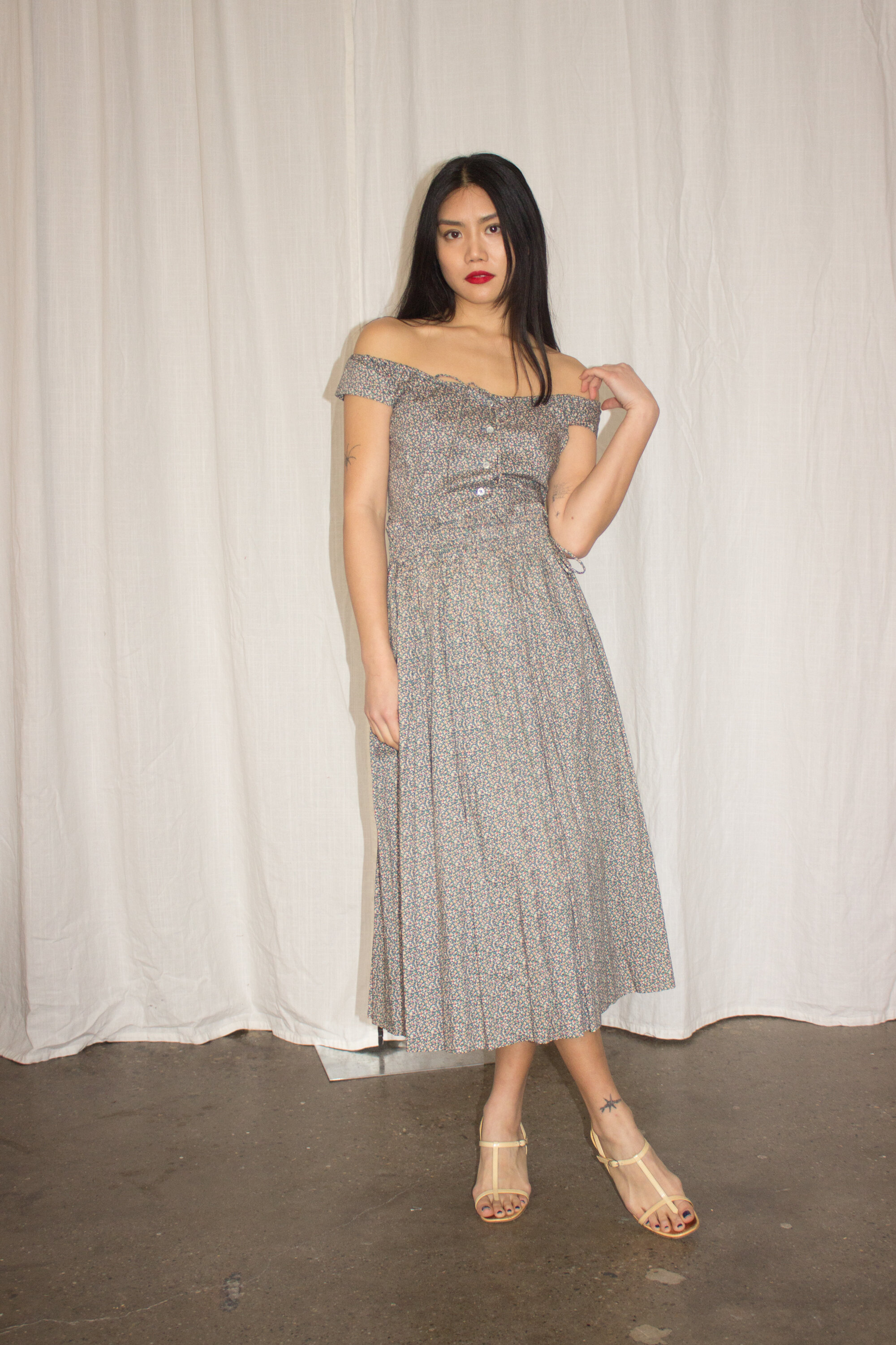 ACA 1980s Perry Ellis Liberty Print Cotton Peasant Set