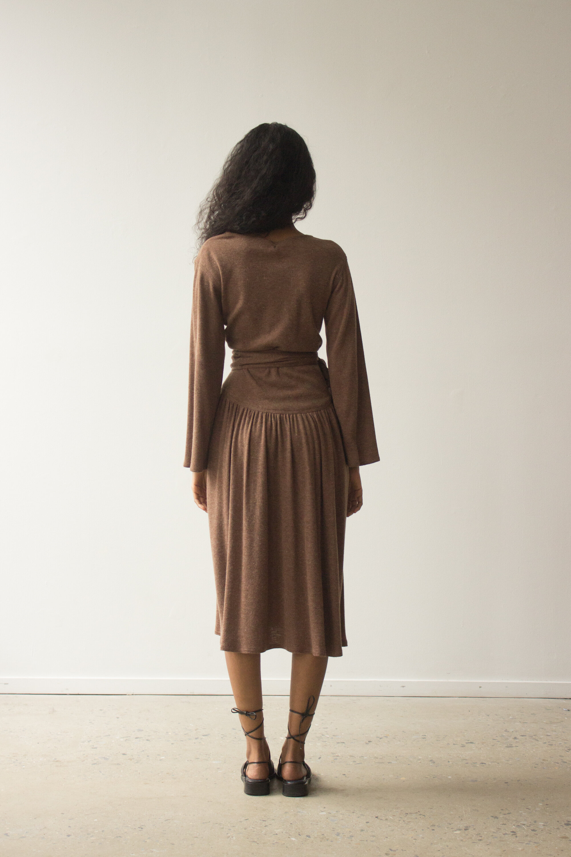 1970s Bill Atkinson Heathered Chestnut Wrap Dress