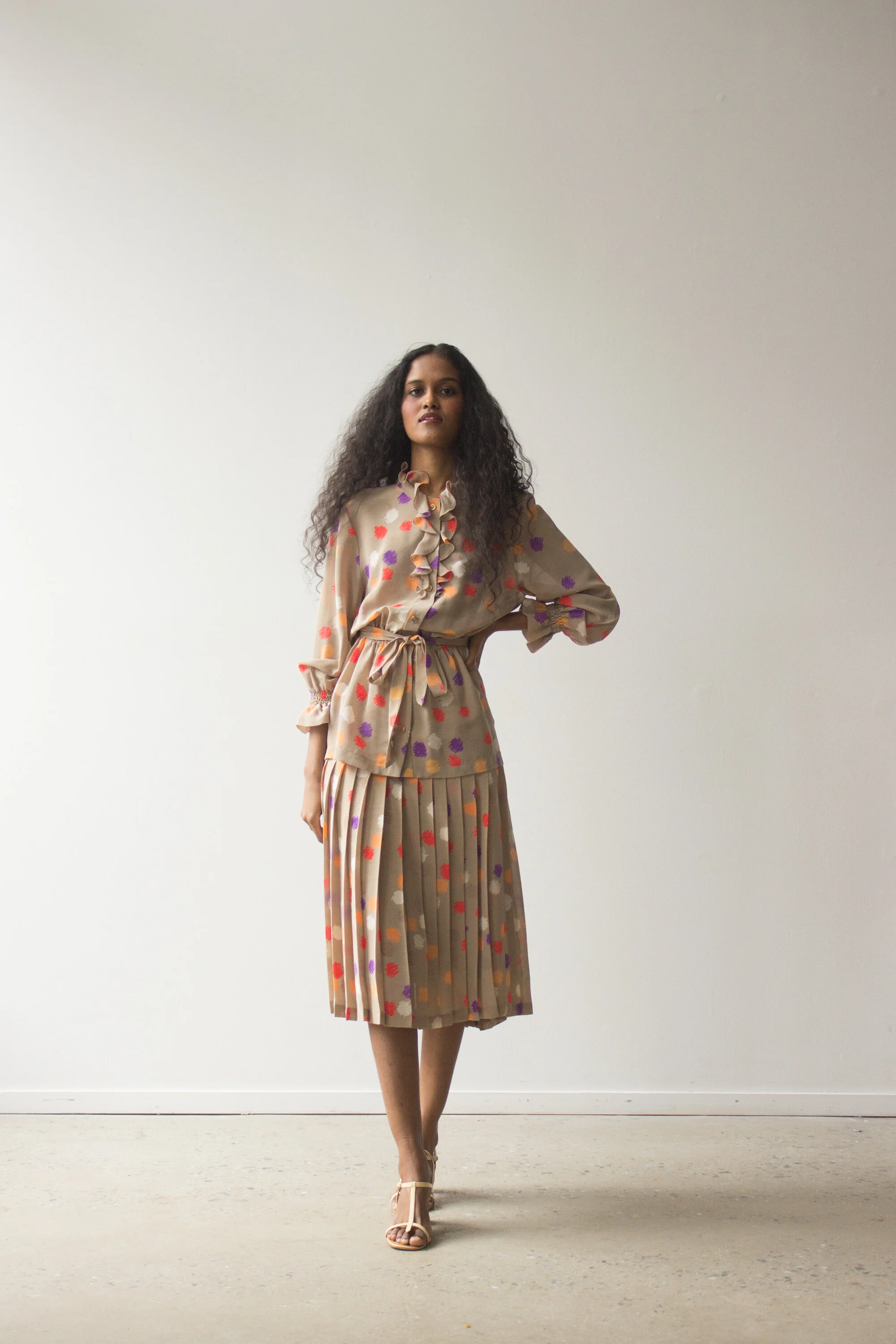 dior polka dot shirt dress Christian Dior Polka Dot Print Long Dress w/ Tags - Neutrals Dresses,  Clothing - CHR217144