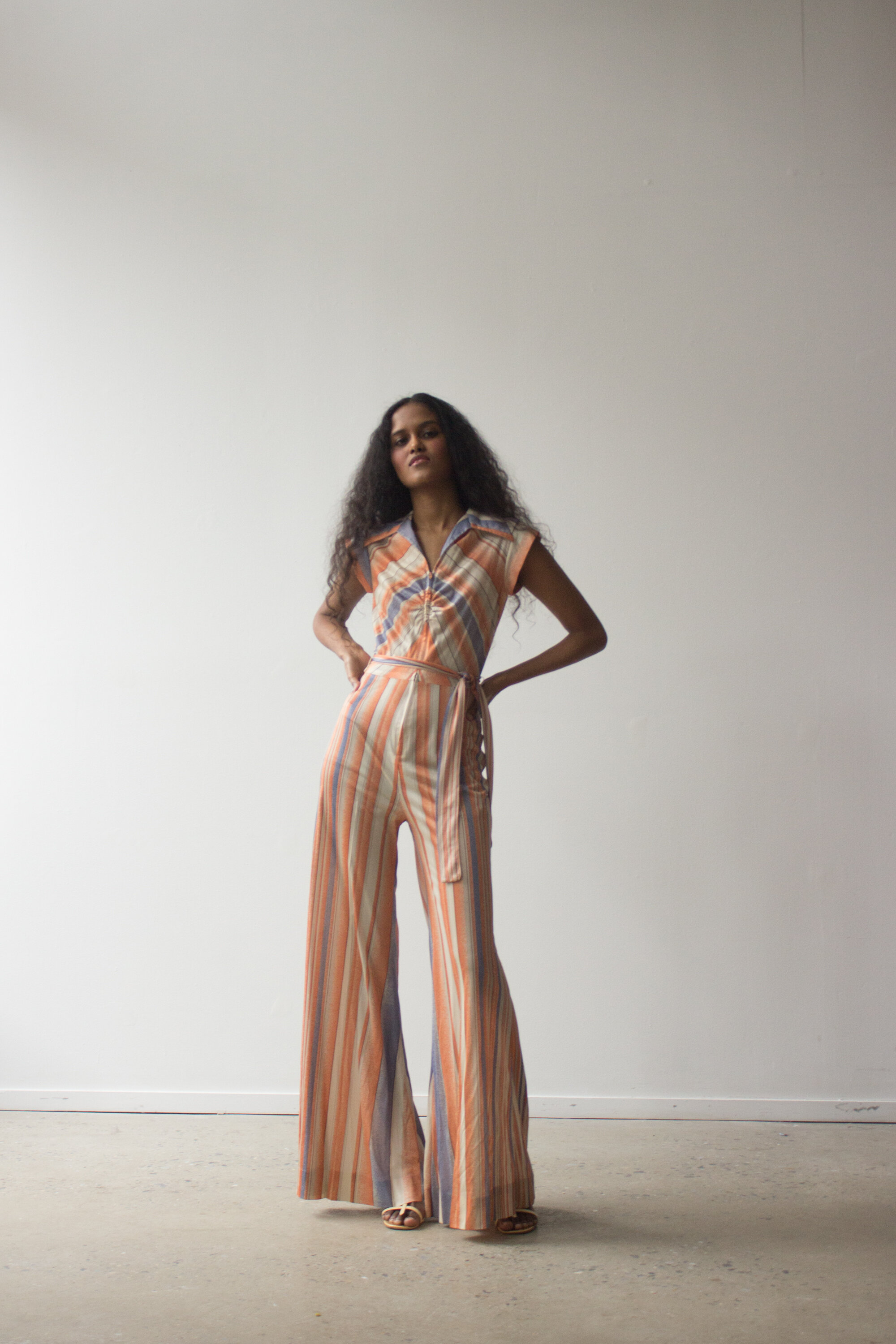 1970s Striped Nylon Jumpsuit