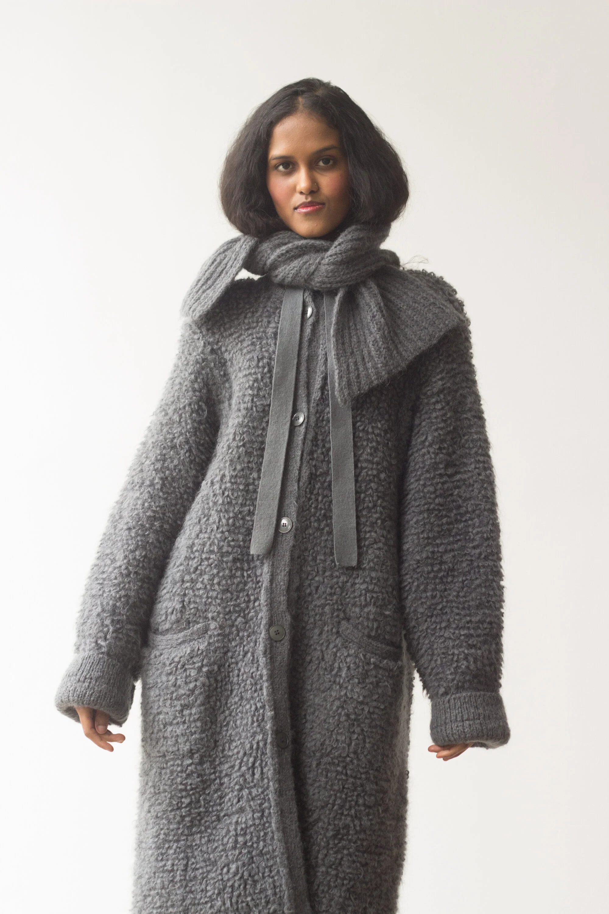 1980s Sonia Rykiel Gray Loop Fringe Sweater Coat — Wayward Collection