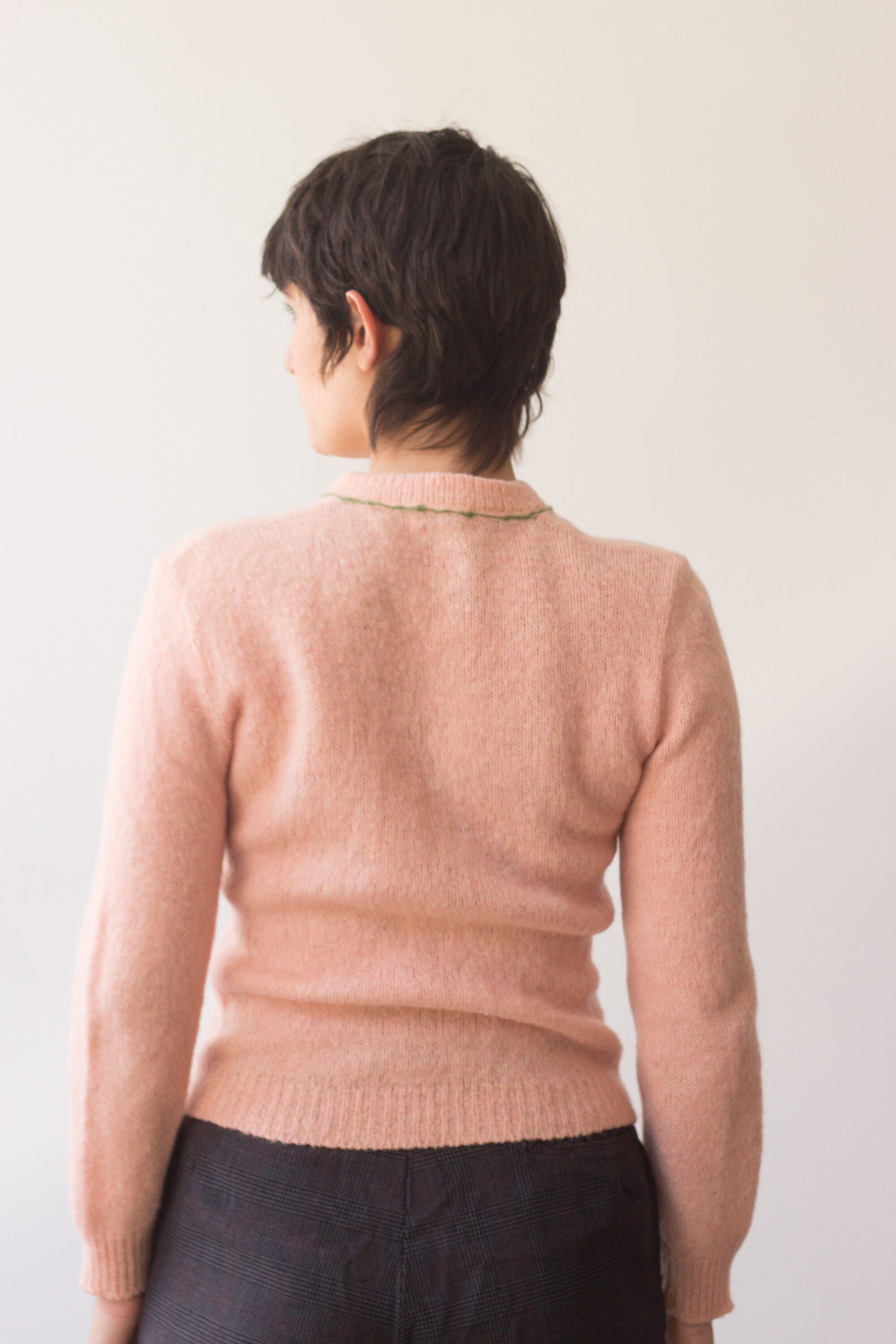 1960s Plush Peach Embroidered Cardigan