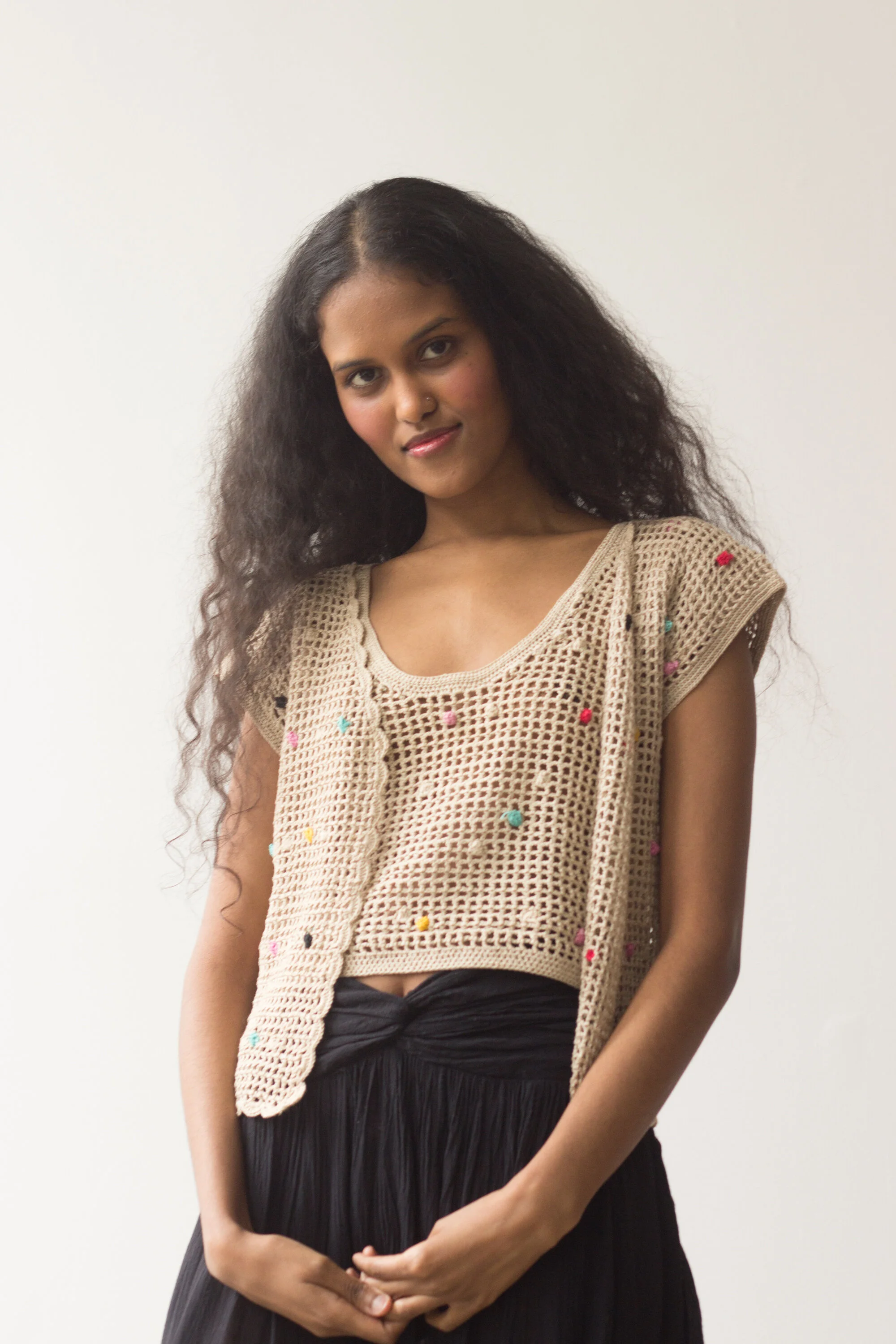 1980s Cotton Crocheted Crop Top and Jacket