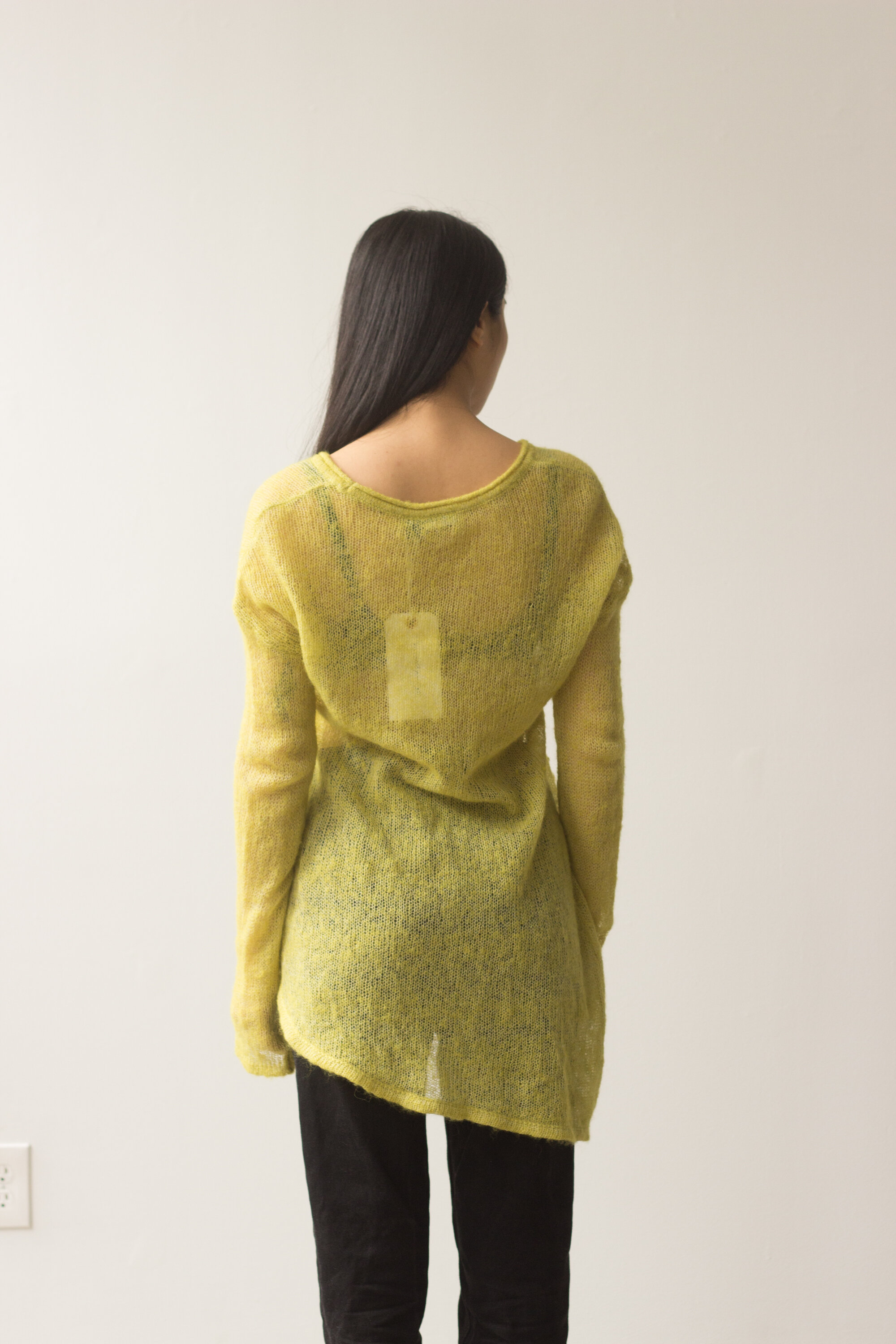 Y2K Chartreuse Mohair Asymmetrical Knit