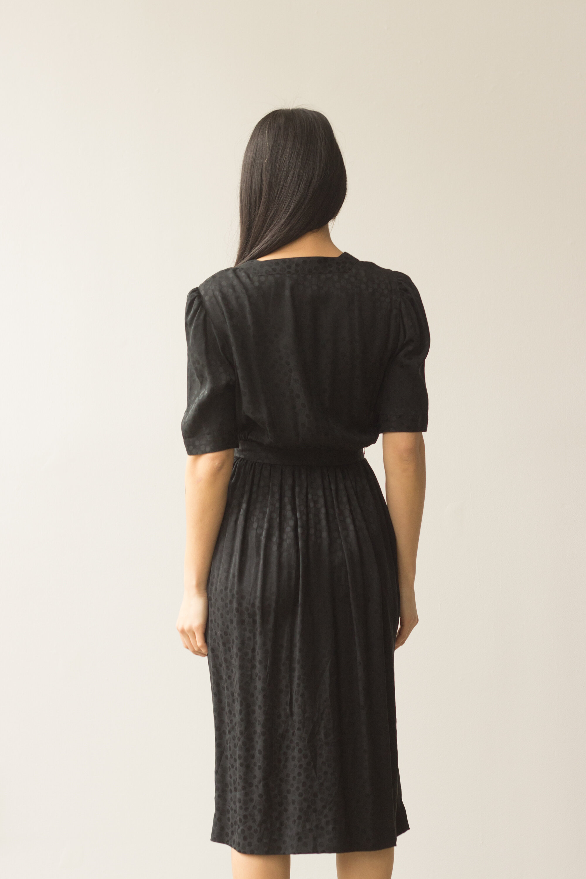 1980s Jack Mulqueen Silk Wrap Dress