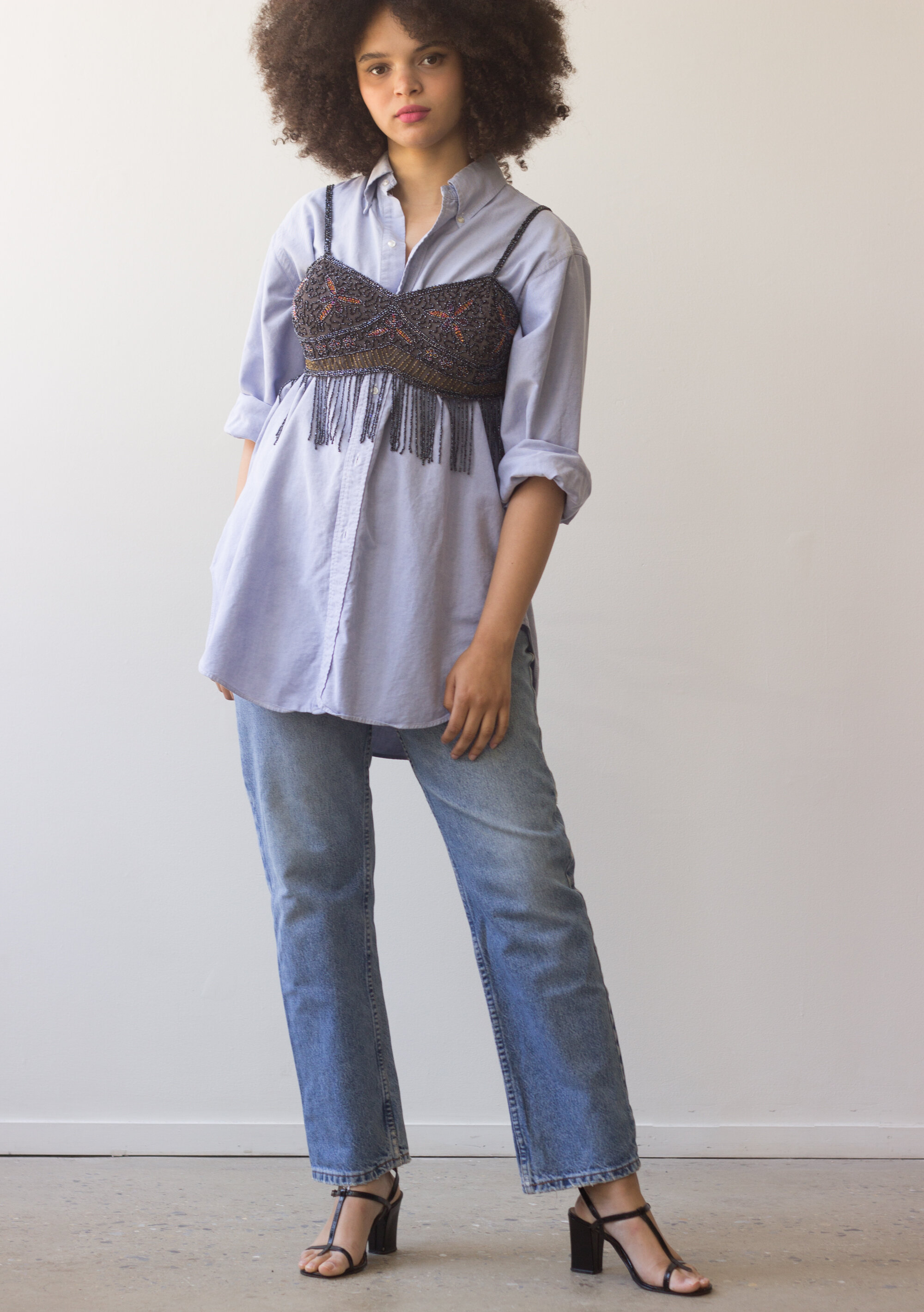 1990s Beaded Fringed Bra Top