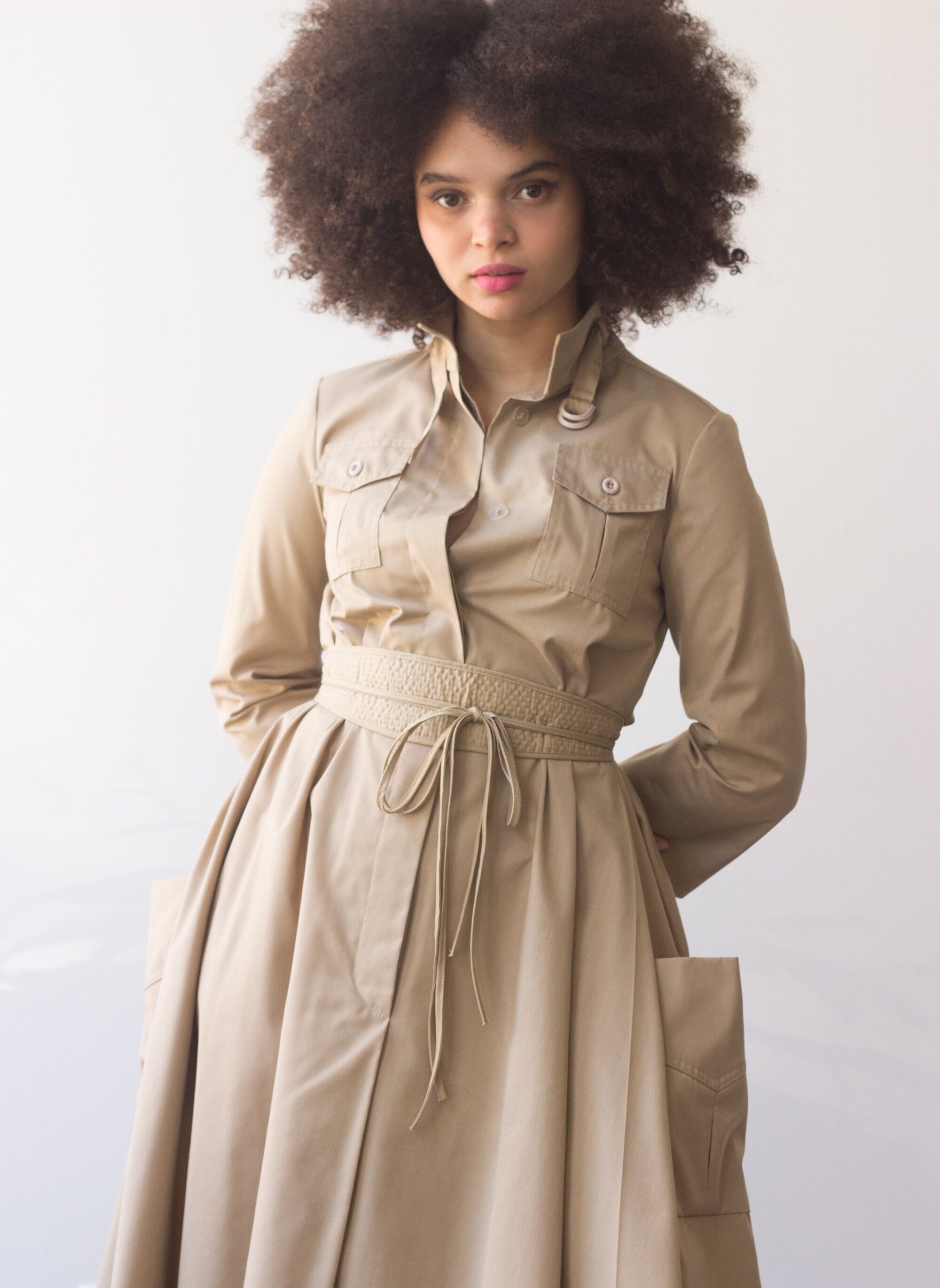 1980s NR1 Khaki Trapeze Dress