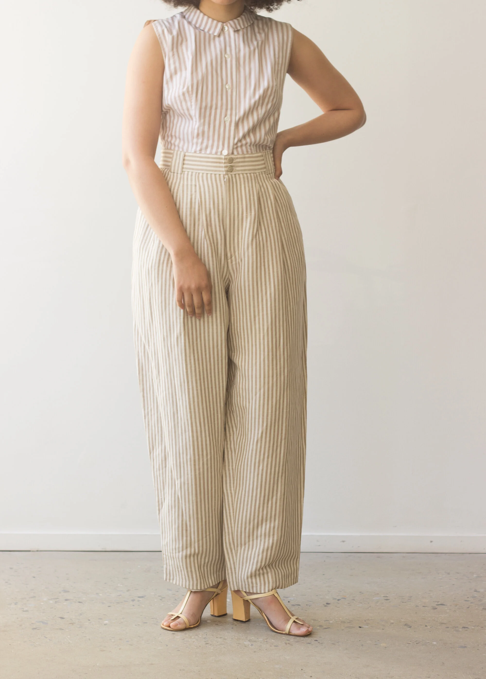 1980s Giorgio Sant Angelo Striped Linen Trousers