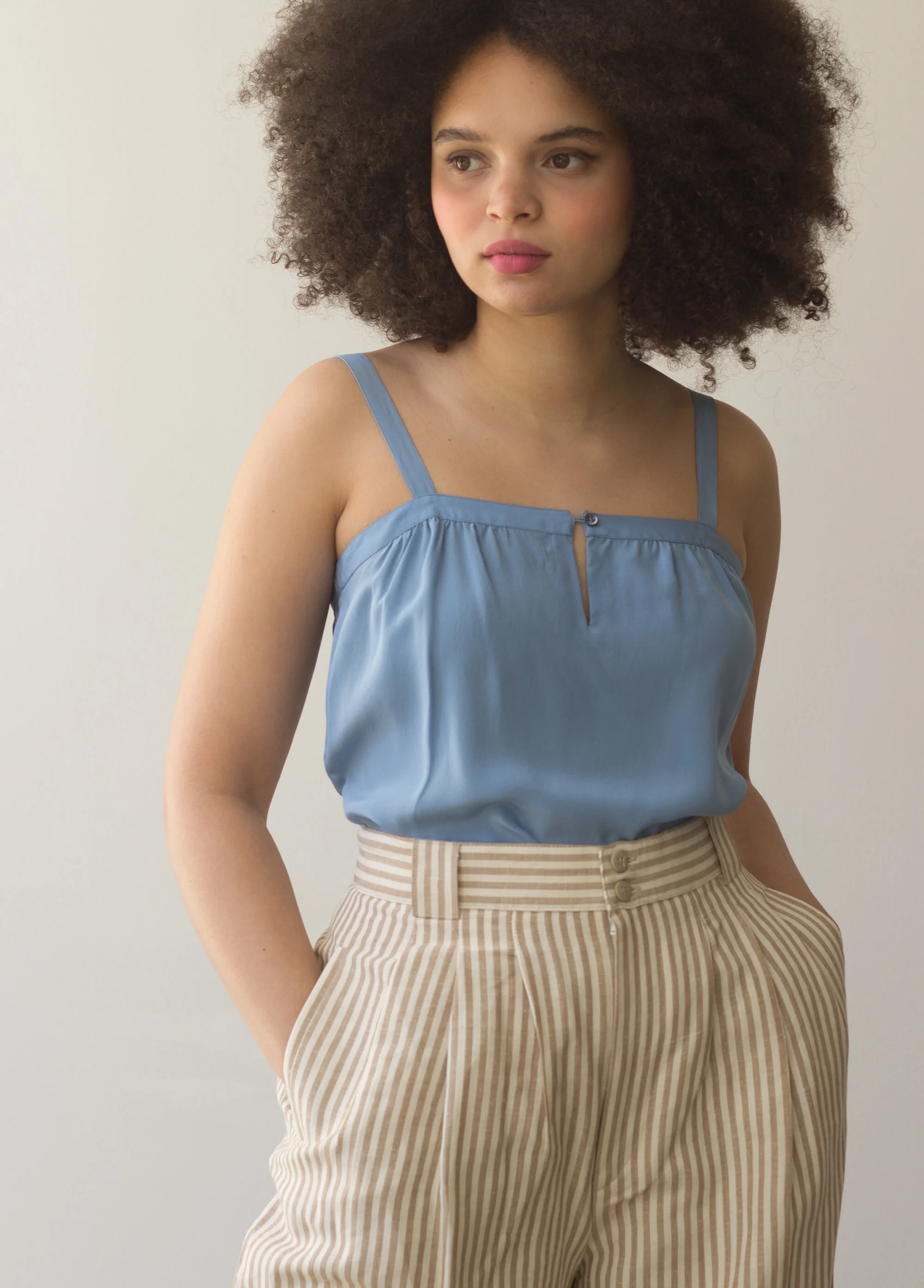 1970s Jack Yang Teal Silk Camisole