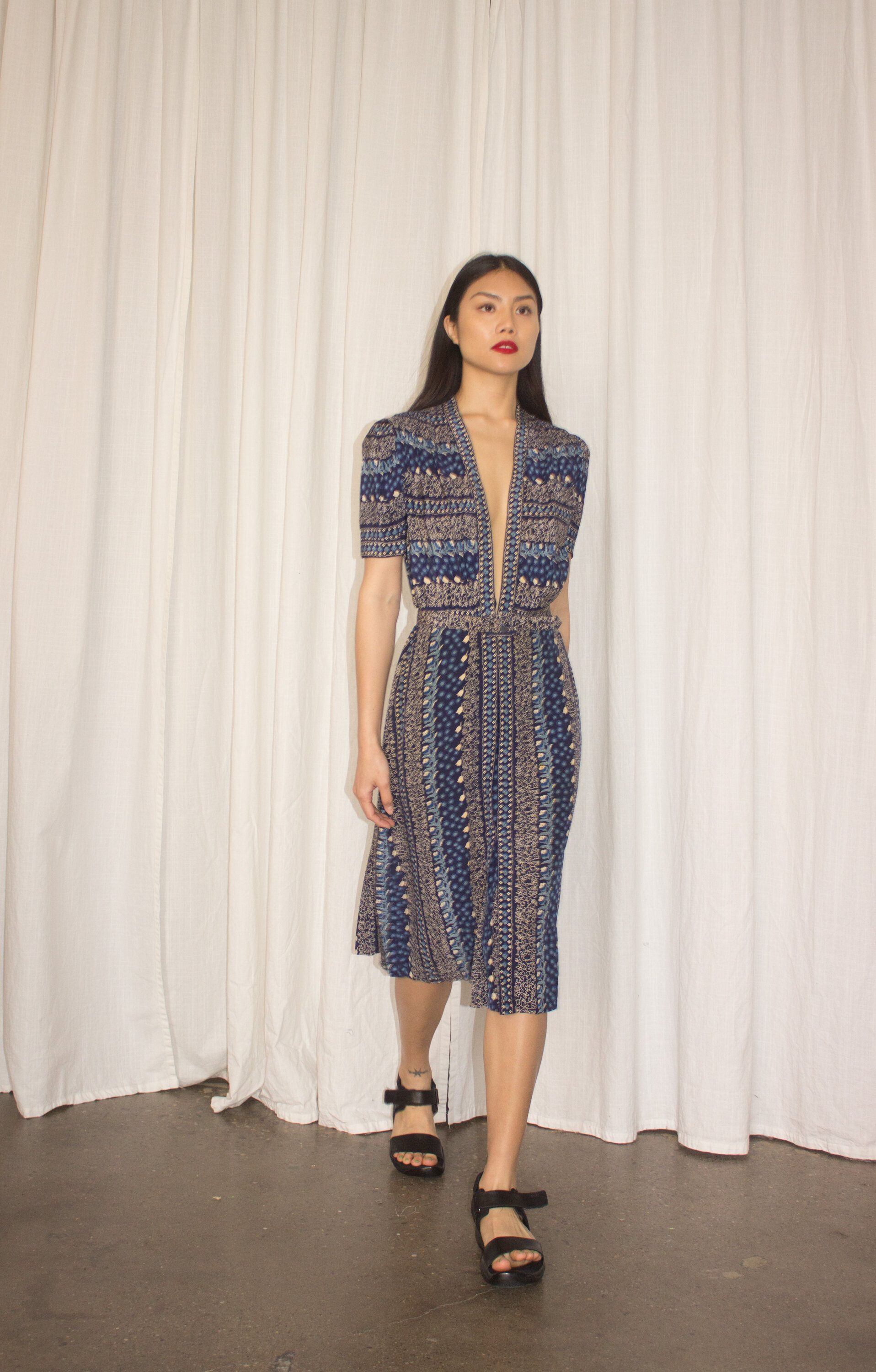 1940s Blue Bandana Print 